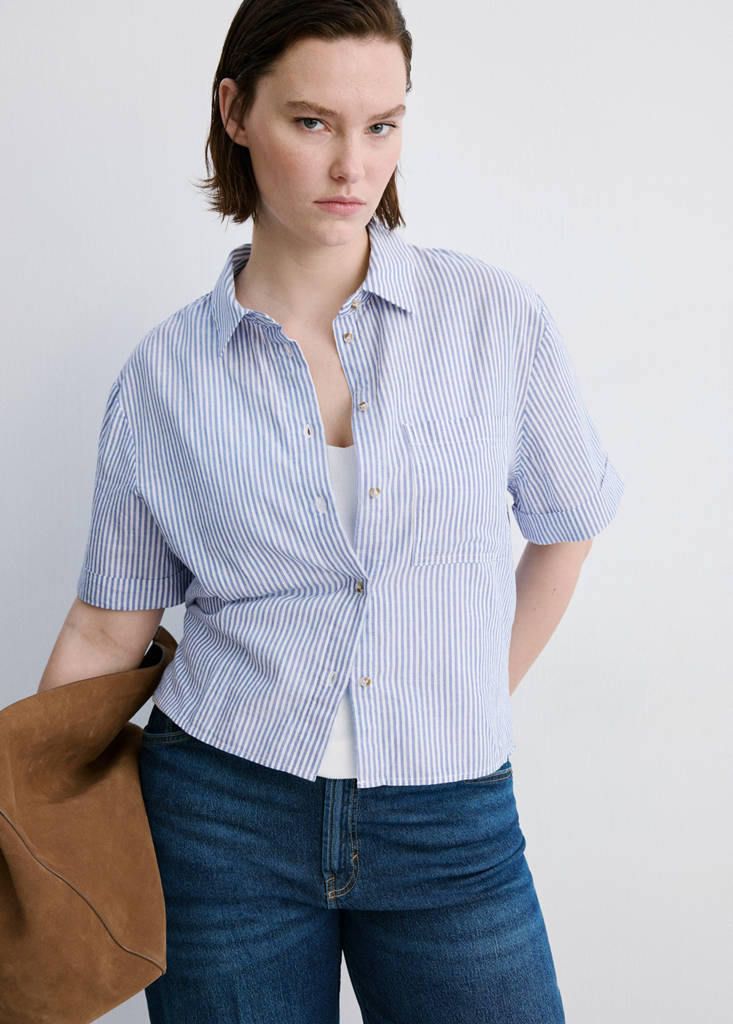 Short sleeve striped shirt — Sky Blue