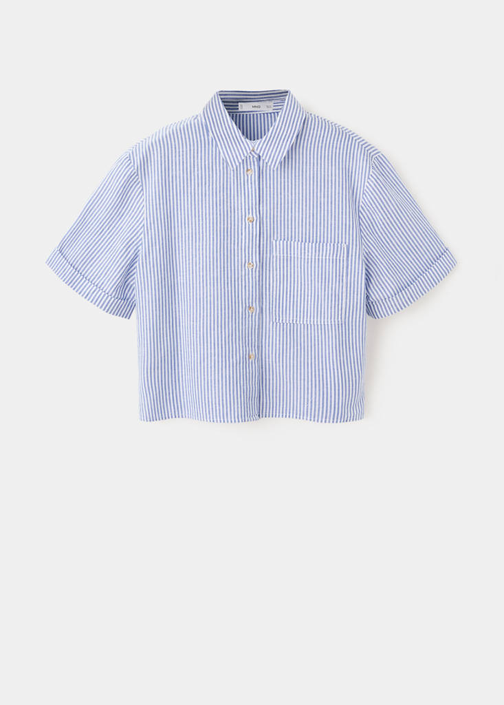 Short sleeve striped shirt — Sky Blue