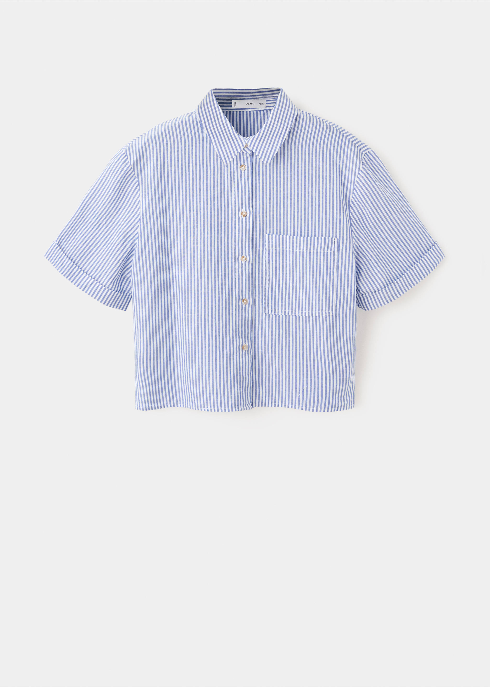 قميص مخطط بأكمام قصيرة - منتج دون نموذج, أزرق سماوي. Ref: 27078265-00.