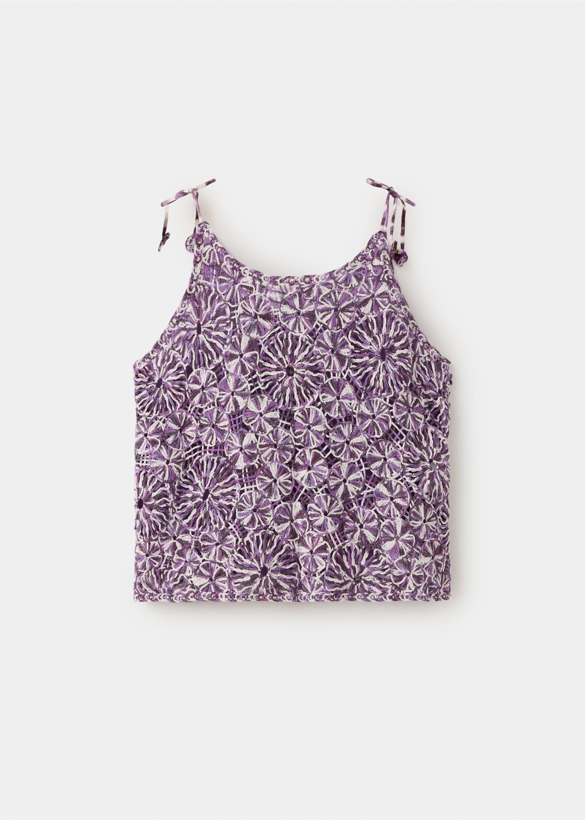 Crochet top with flowers - Reverse of the article, Purple. Ref: 27078266-00.