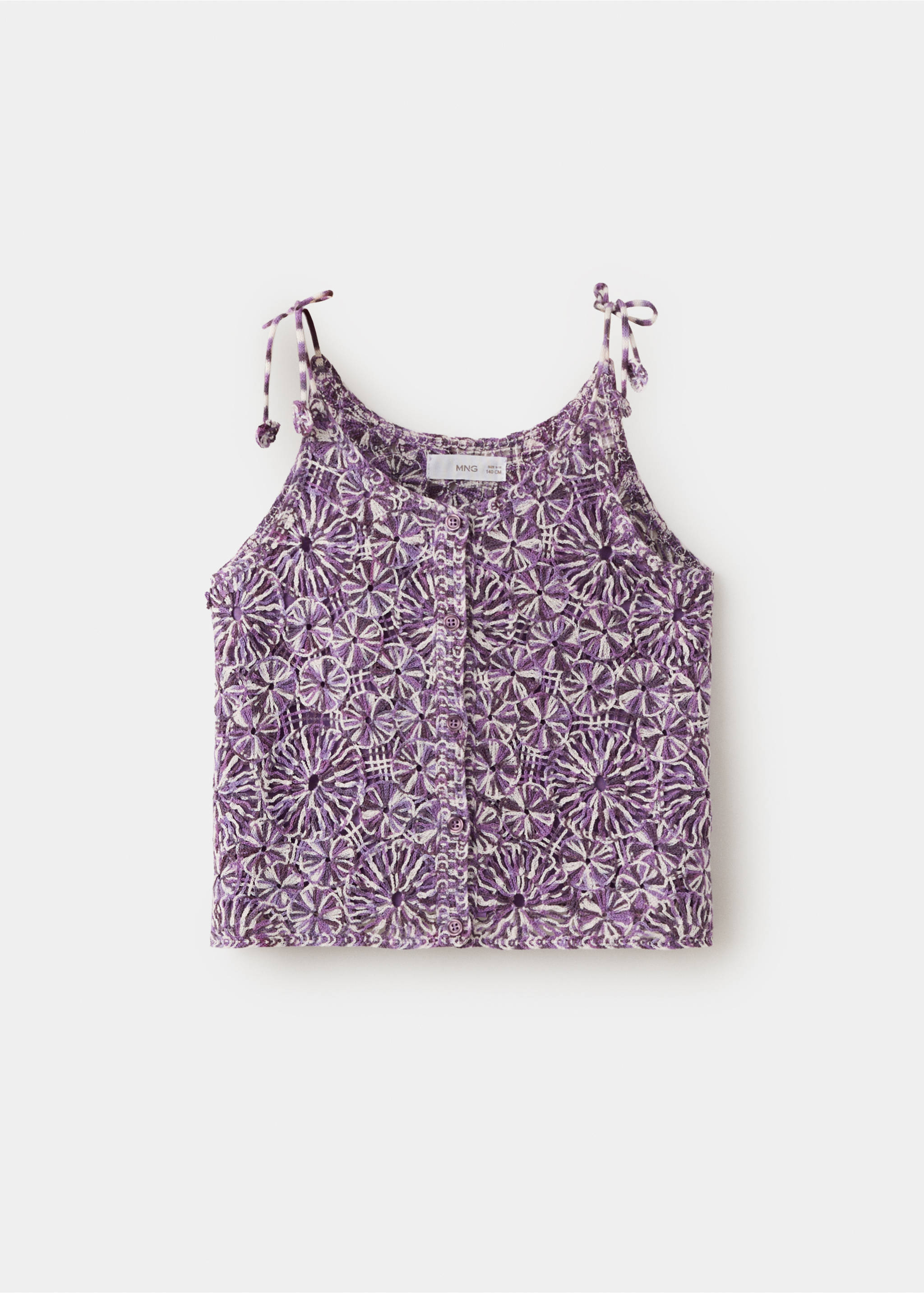 Crochet top with flowers - Article without model, Purple. Ref: 27078266-00.