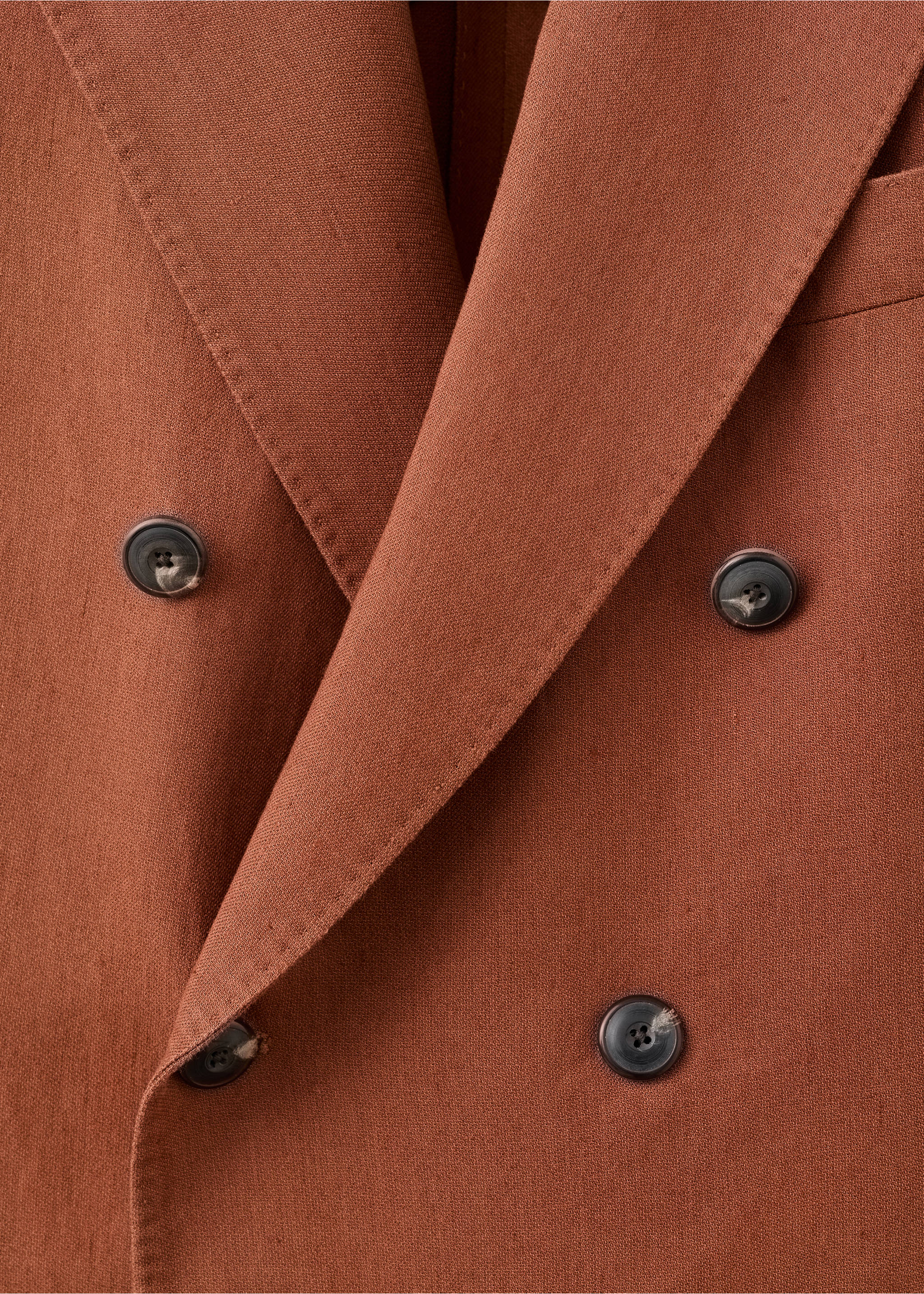 Americana mezcla lino slim fit cruzada - Detalle del artículo 8, Rojo anaranjado. Ref: 27078270-00.