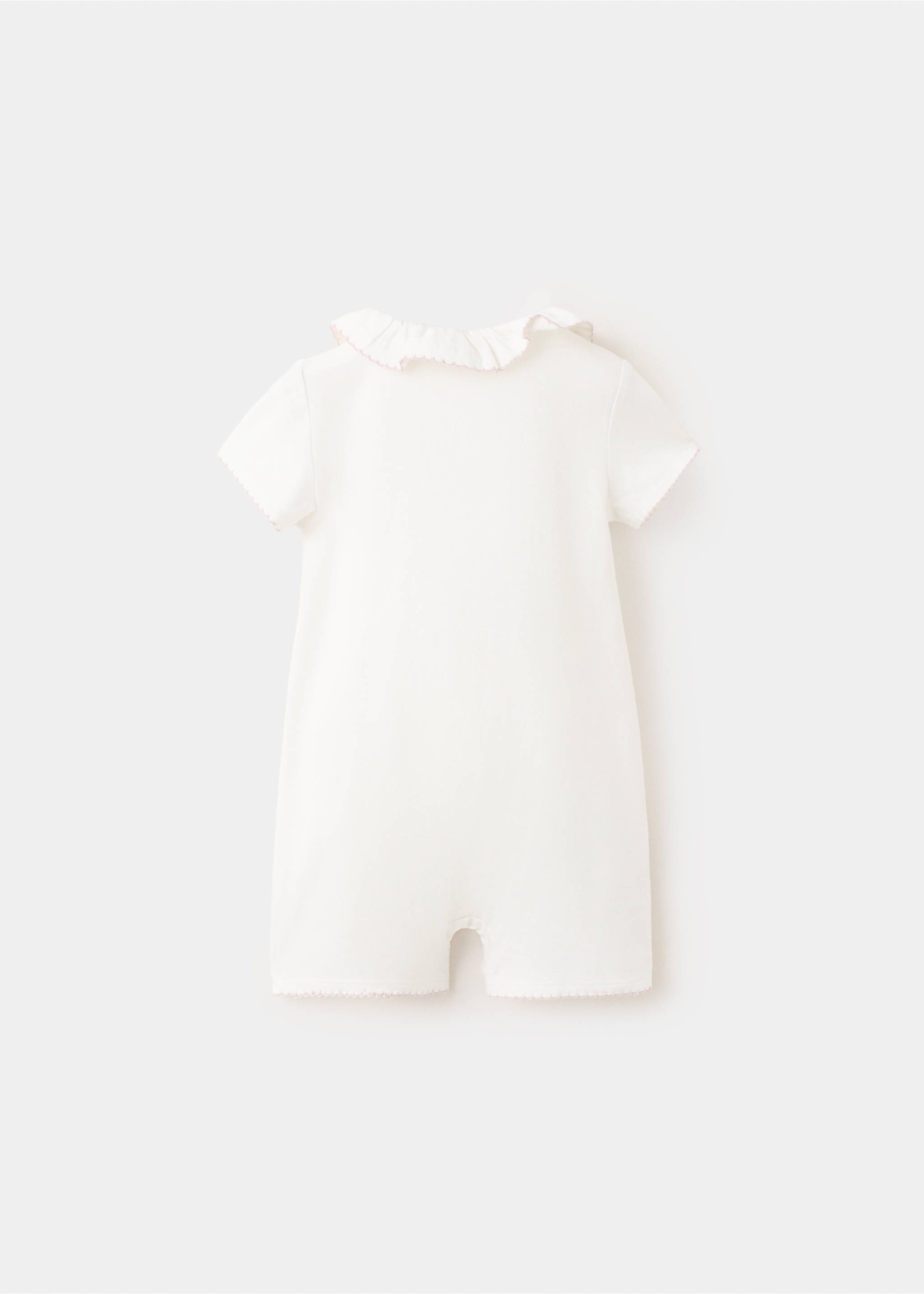 Cotton babydoll collar pyjama - Reverse of the article, Off White. Ref: 27078274-00.