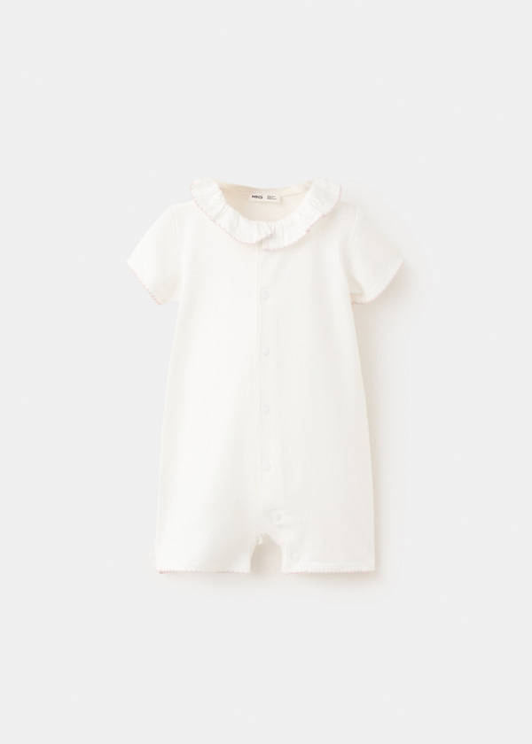 Cotton babydoll collar pyjama — Off White