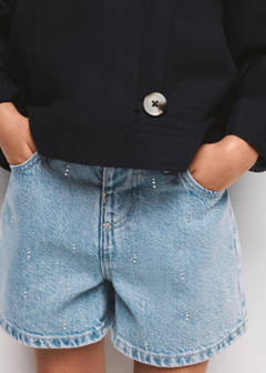 Strass denim shorts — Light Blue 1
