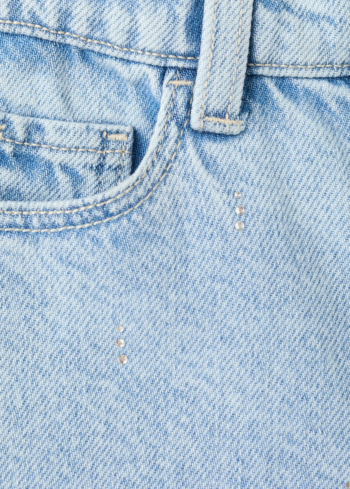 Strass denim shorts — Light Blue
