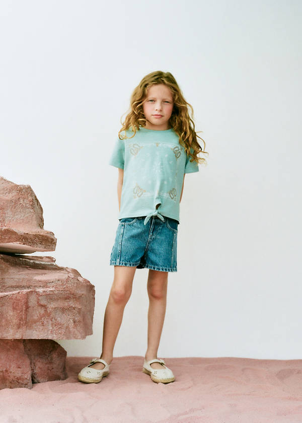Studded denim shorts — Medium Blue