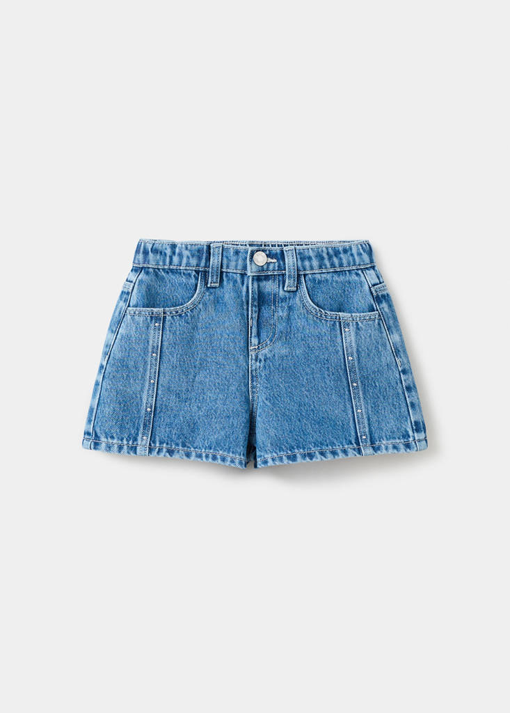 Studded denim shorts — Medium Blue
