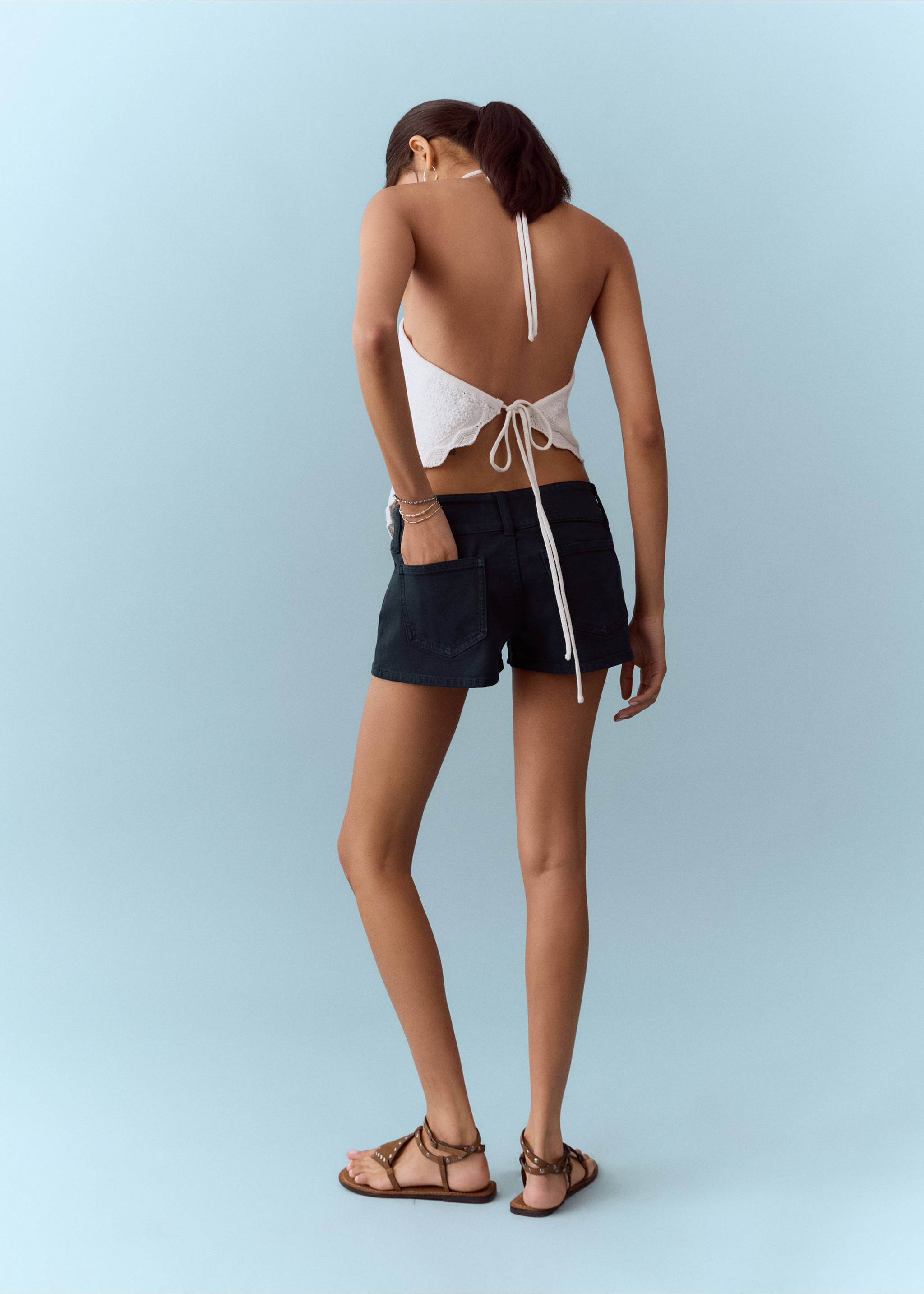 Mini shorts low waist - Reverso del artículo, Azul marino. Ref: 27078648-00.