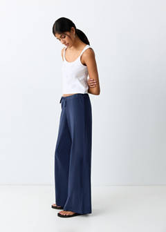 100% straight-fit cotton trousers — Navy 1