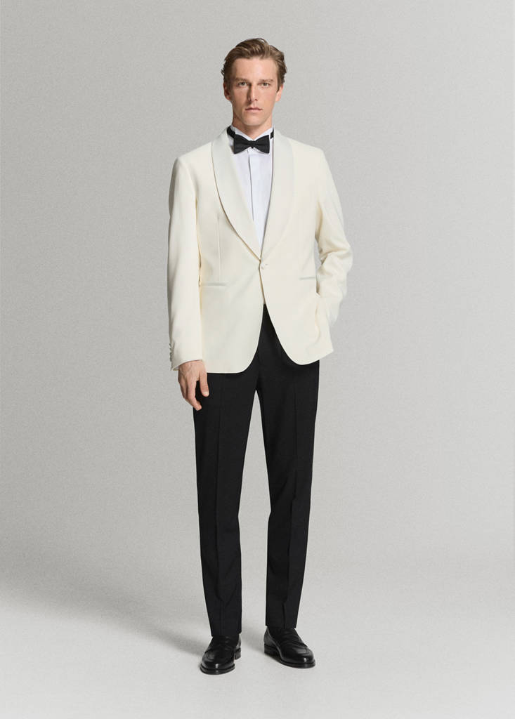 Slim-fit tuxedo suit trousers — Black