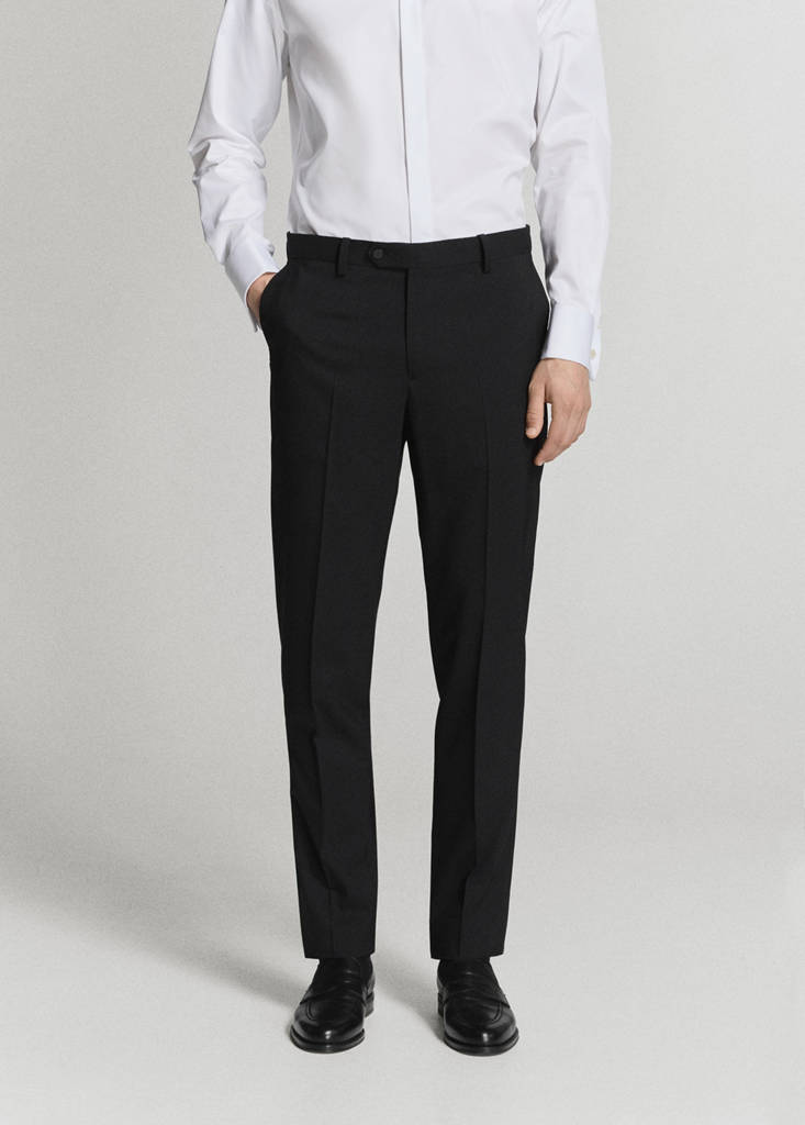 Slim-fit tuxedo suit trousers — Black