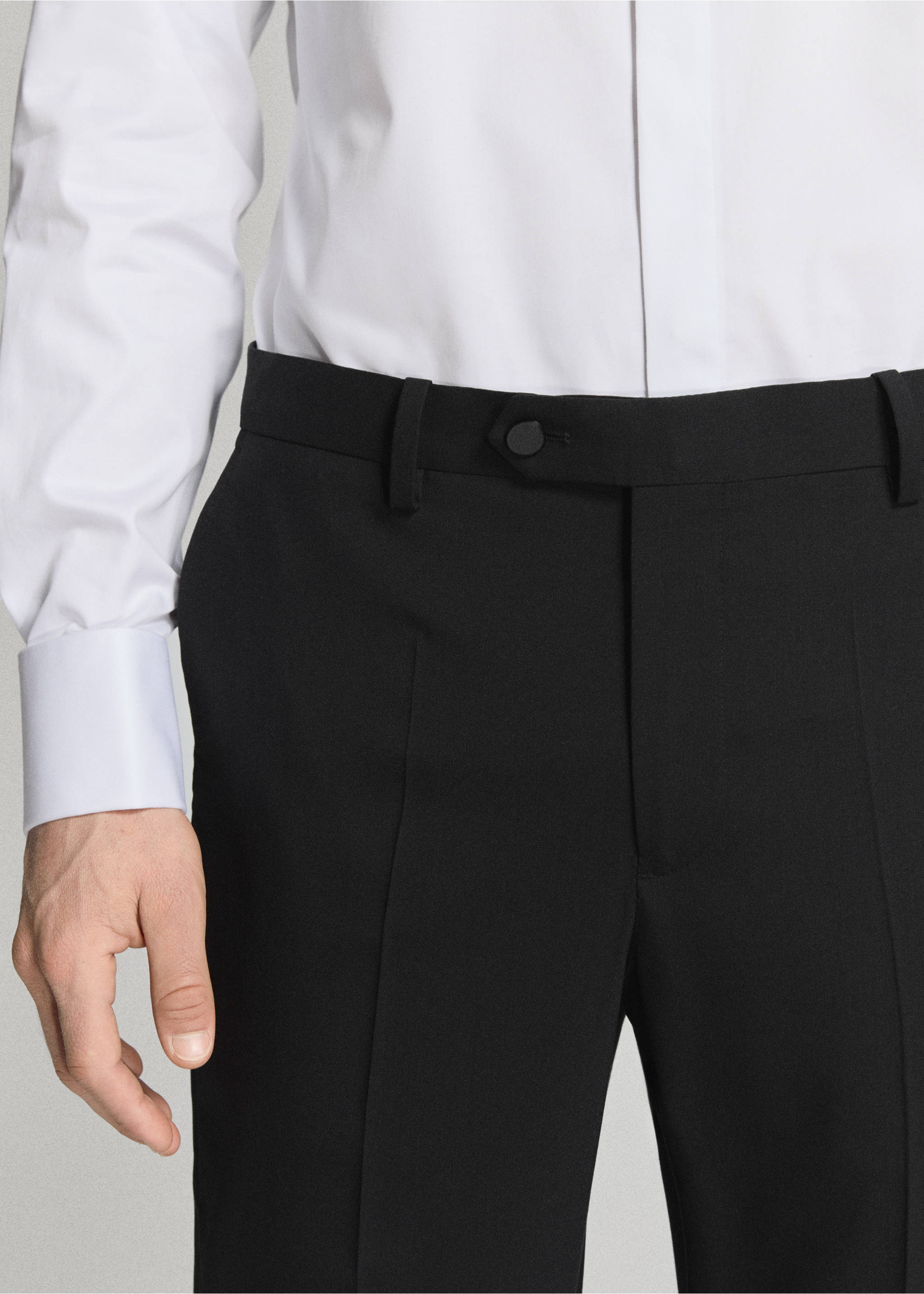 Slim-fit tuxedo suit trousers - Details of the article 1, Black. Ref: 27078651-00.