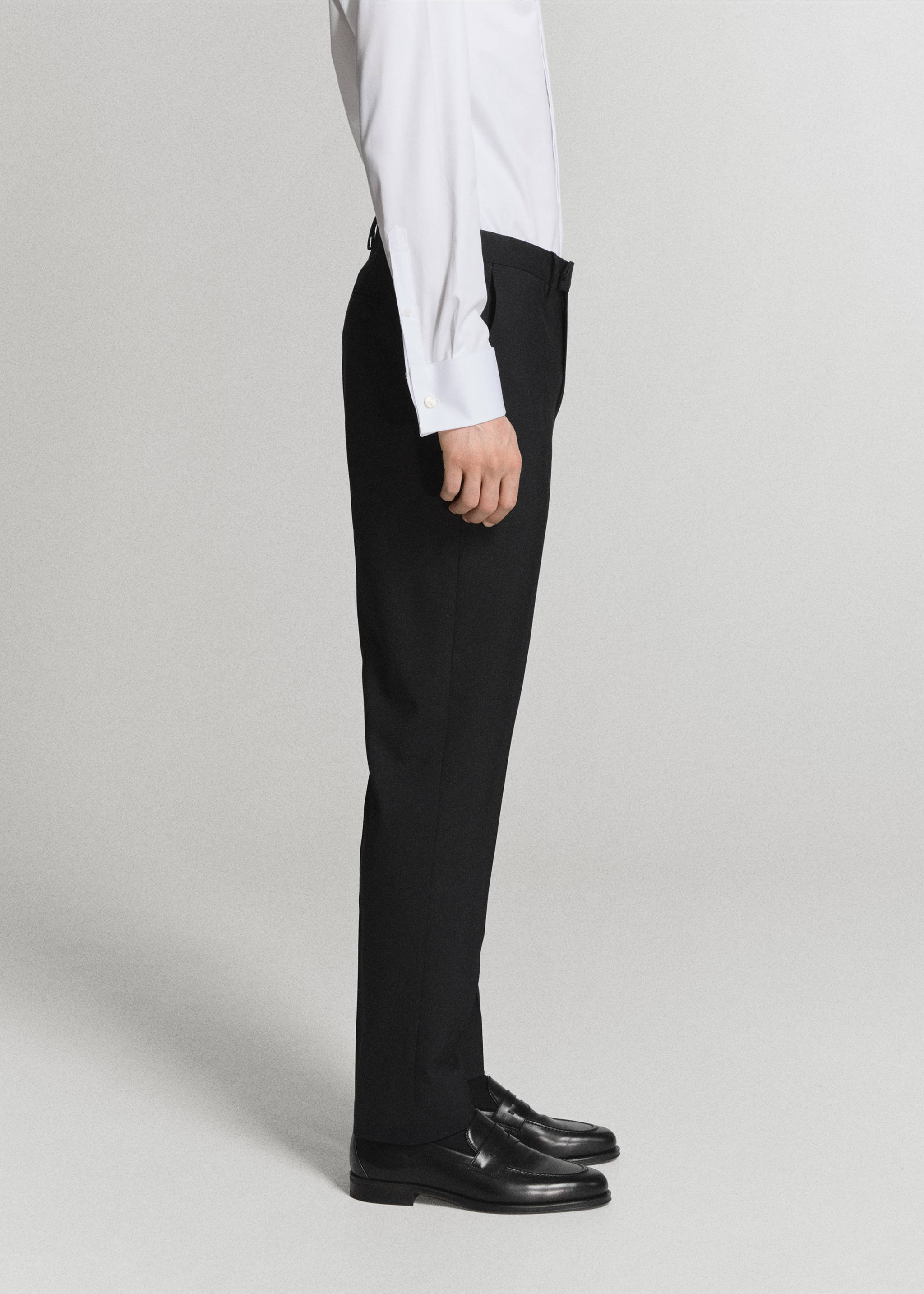 Slim-fit tuxedo suit trousers - Details of the article 2, Black. Ref: 27078651-00.