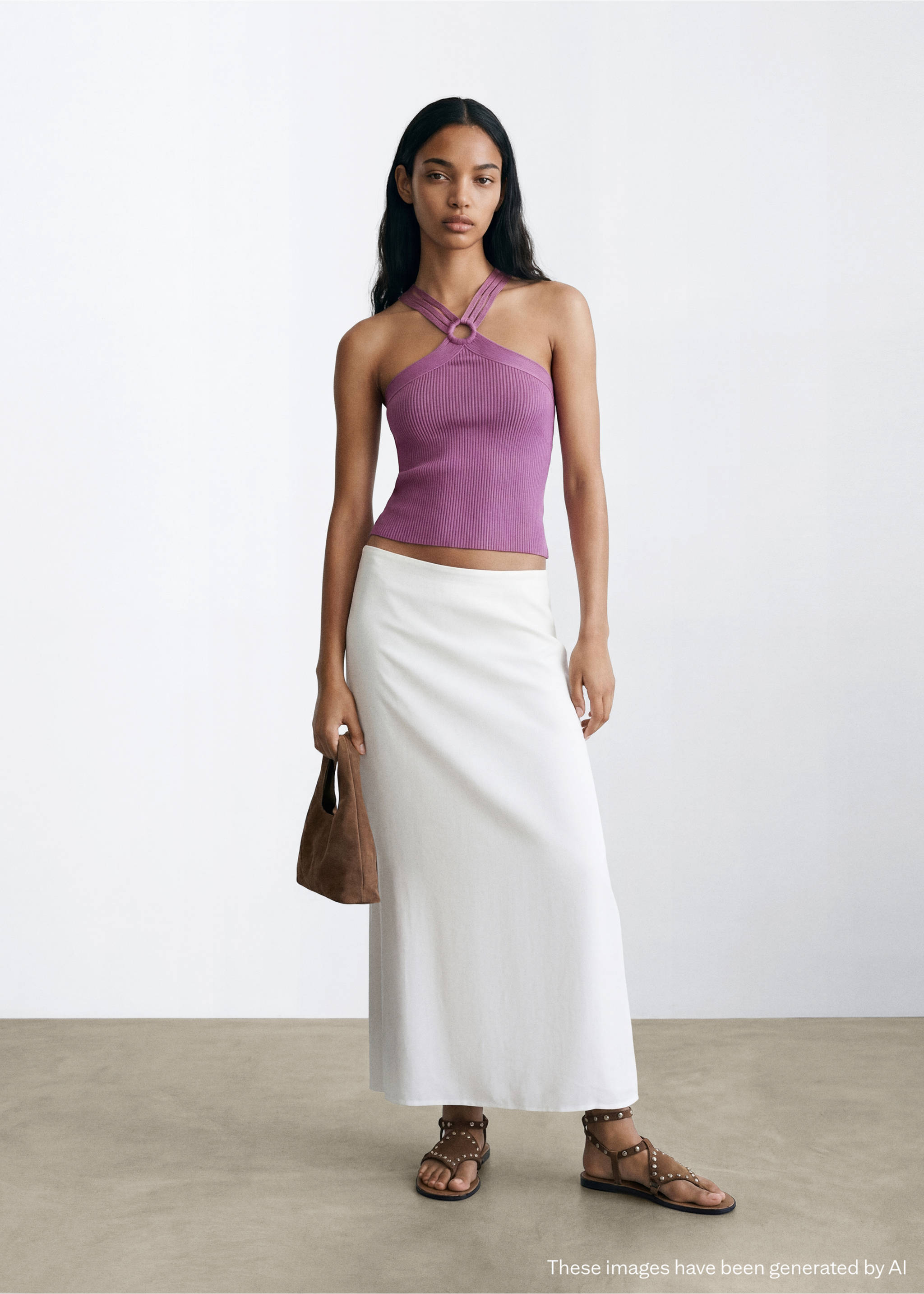 컷아웃 니트 탑 - 일반 평면도, 퍼플. Ref: 27078652-00.