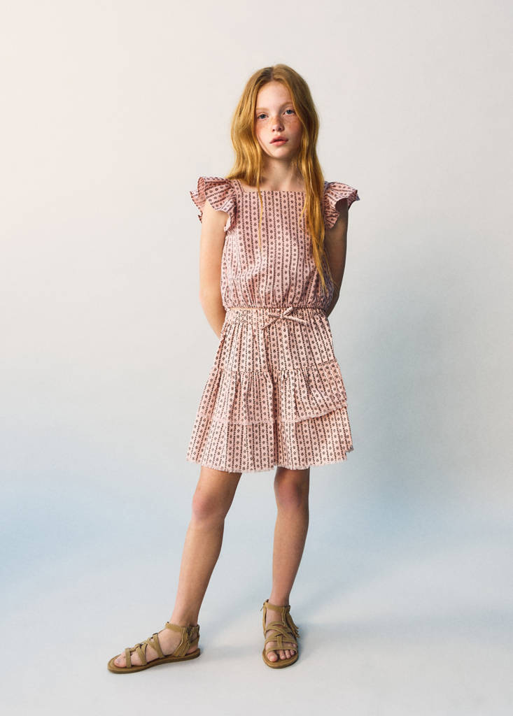 Printed skirt with ruffles — Pink