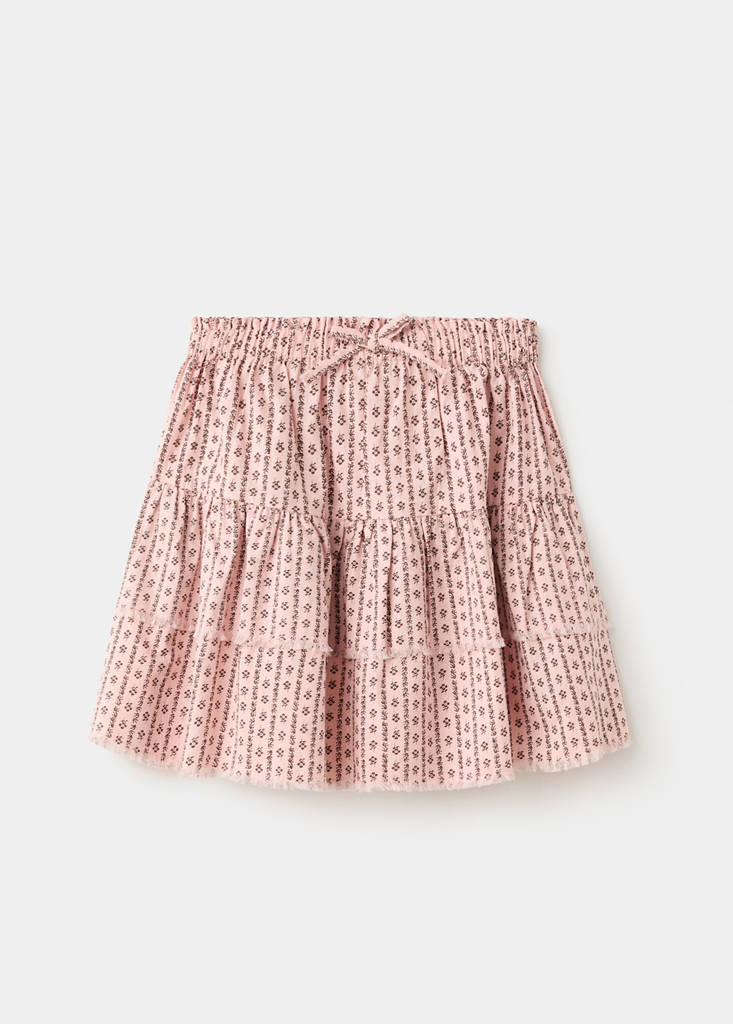 Printed skirt with ruffles — Pink