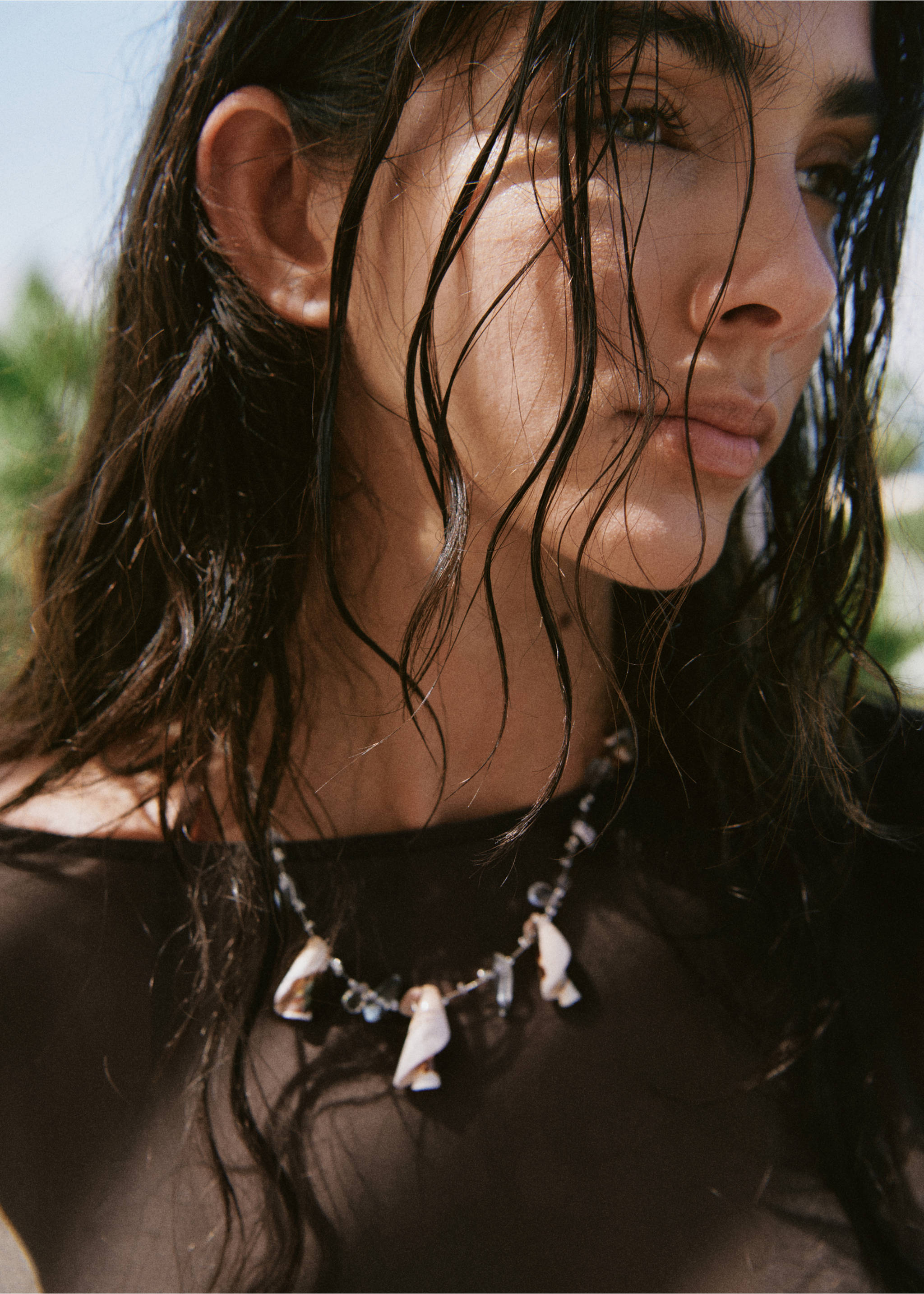 Side ruched caftan - Details of the article 1, Brown. Ref: 27078658-00.