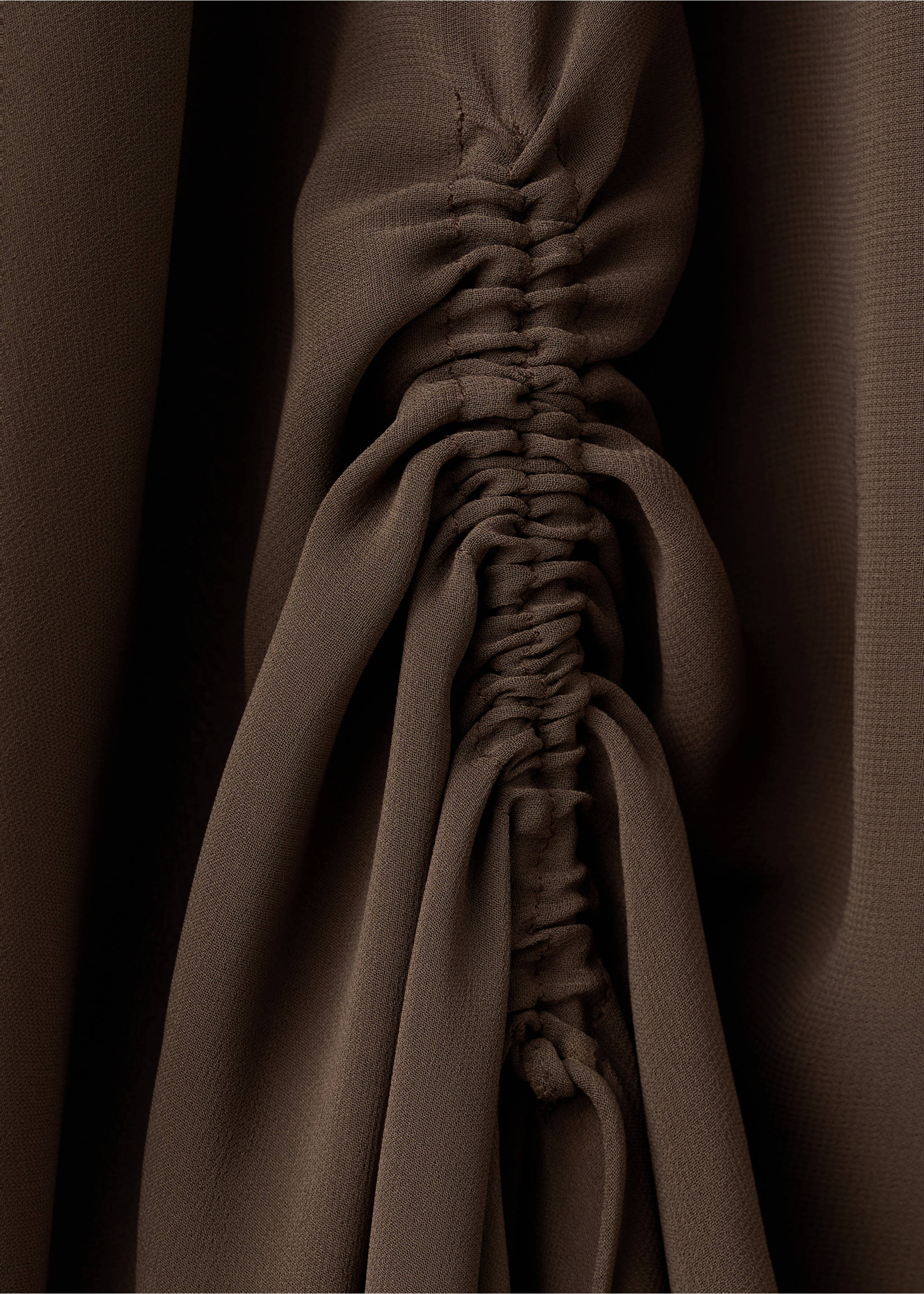 Side ruched caftan - Details of the article 8, Brown. Ref: 27078658-00.