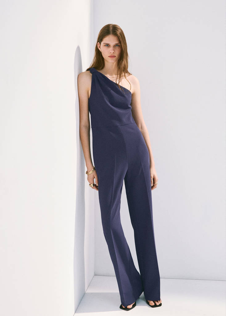 Long jumpsuit with knot — Ink Blue