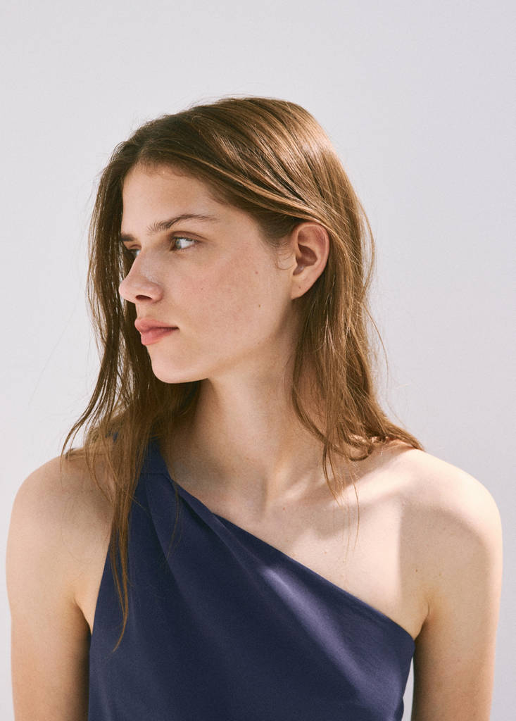 Long jumpsuit with knot — Ink Blue