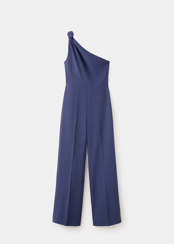 Long jumpsuit with knot — Ink Blue
