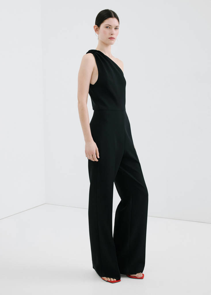 Long jumpsuit with knot — Black