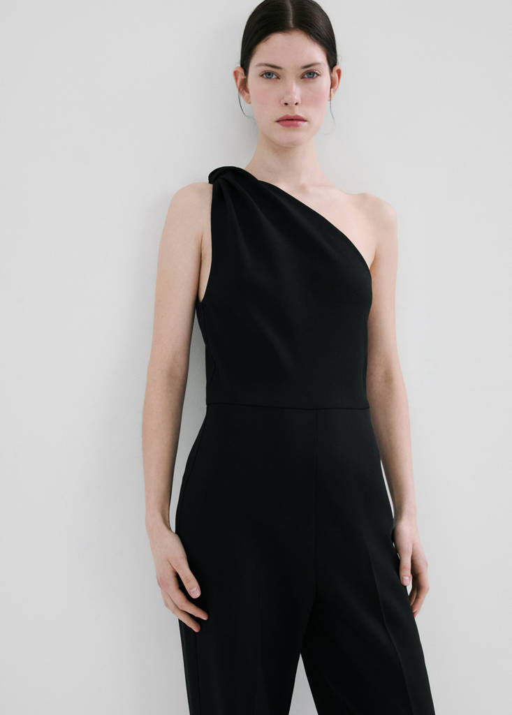 Long jumpsuit with knot — Black