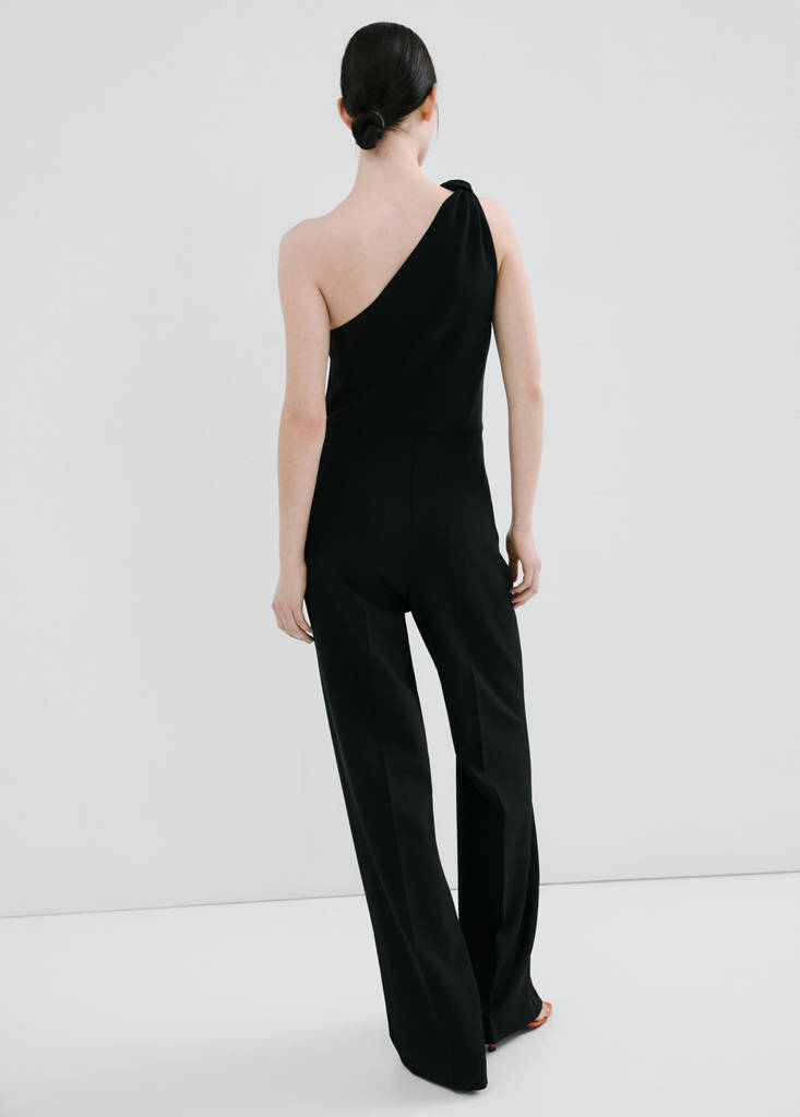 Long jumpsuit with knot — Black