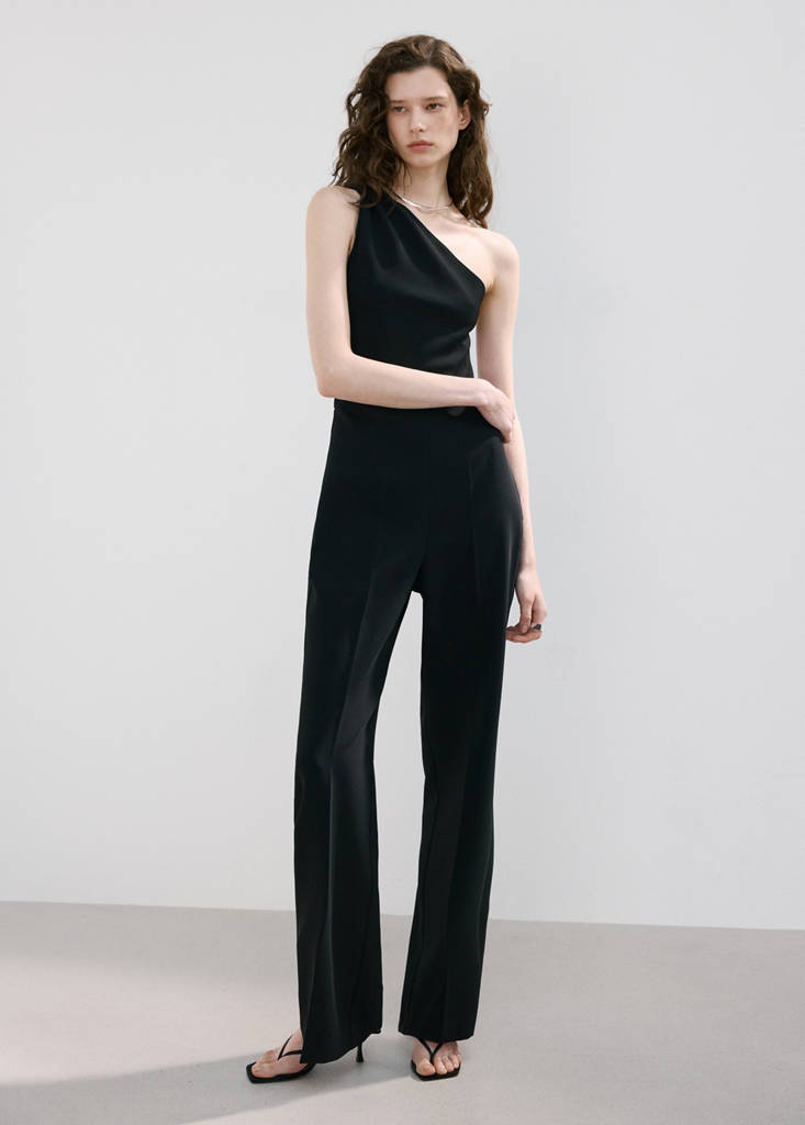 Long jumpsuit with knot — Black