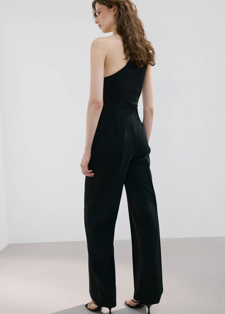 Long jumpsuit with knot — Black