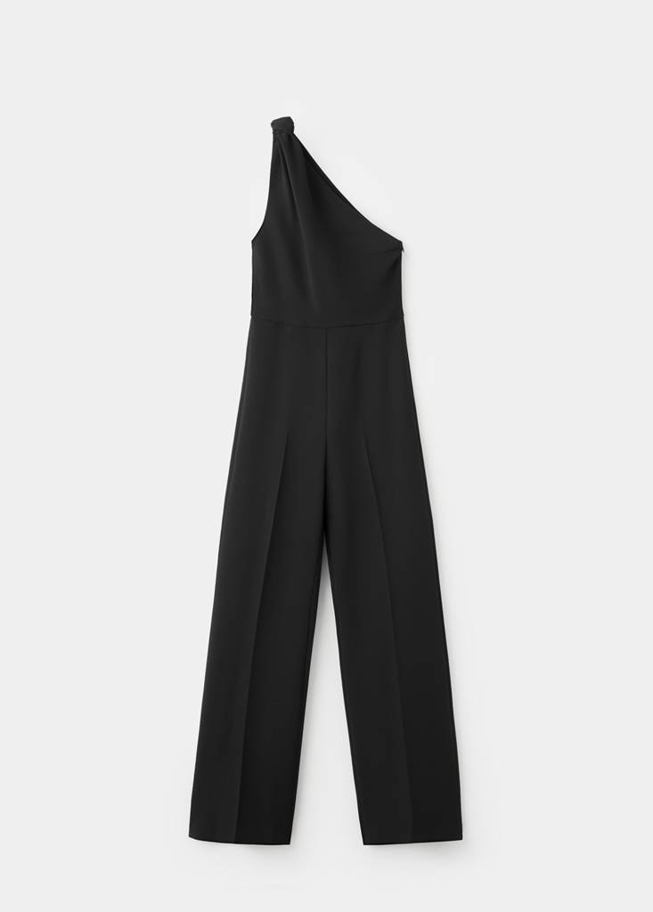 Long jumpsuit with knot — Black
