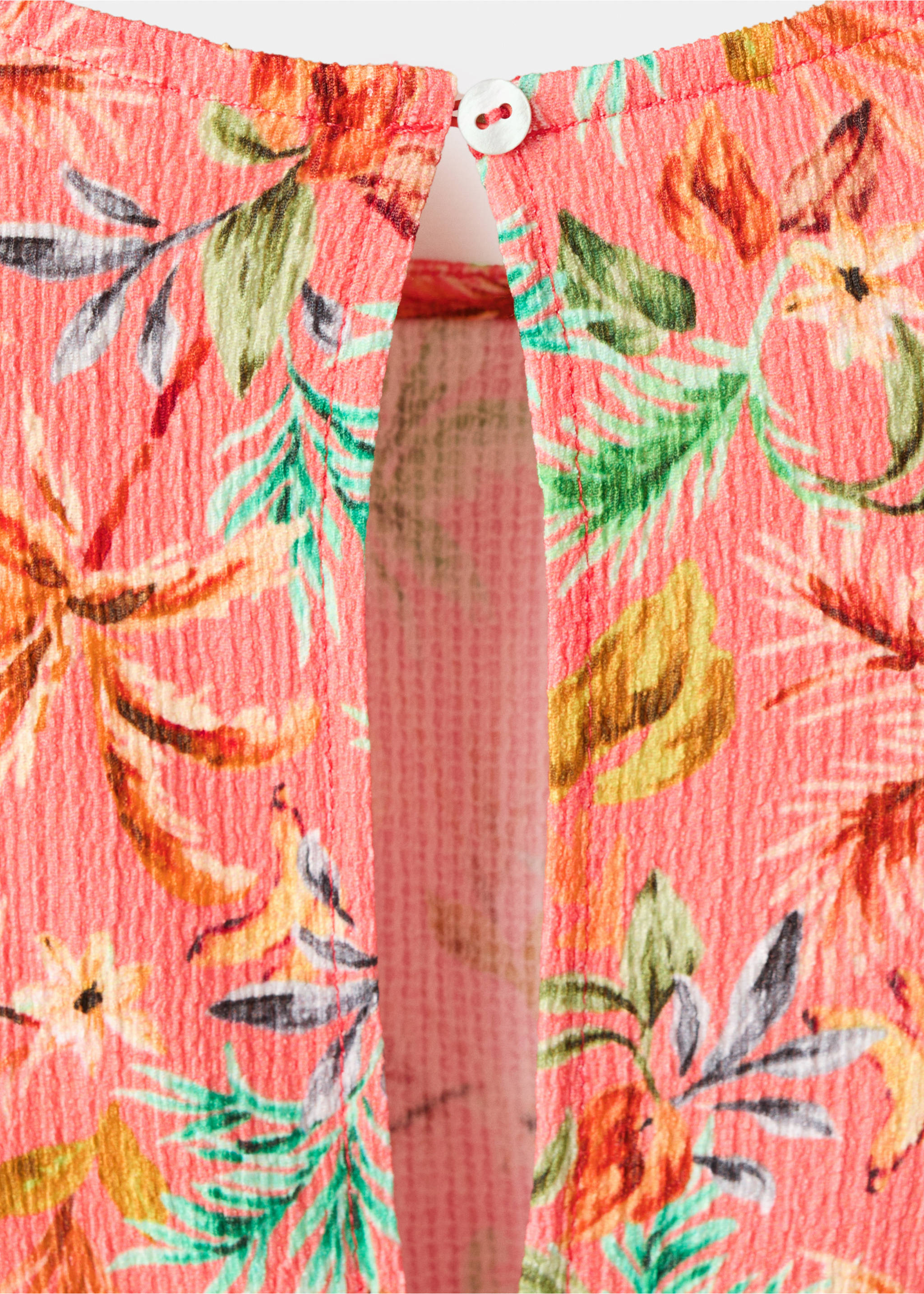 Tropical print jumpsuit - Details of the article 0, Coral Red. Ref: 27078664-00.