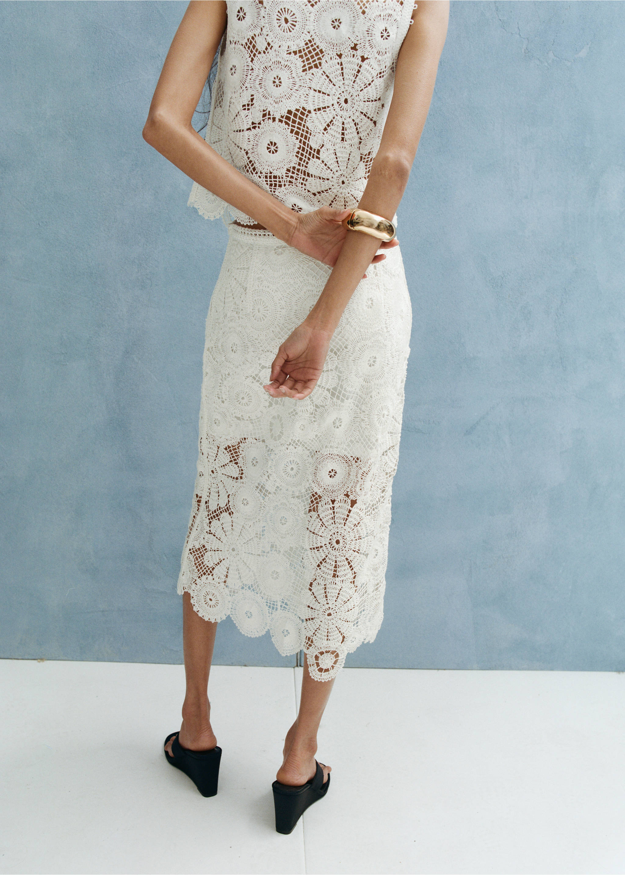 Crochet midi skirt - Reverse of the article, Off White. Ref: 27079055-00.