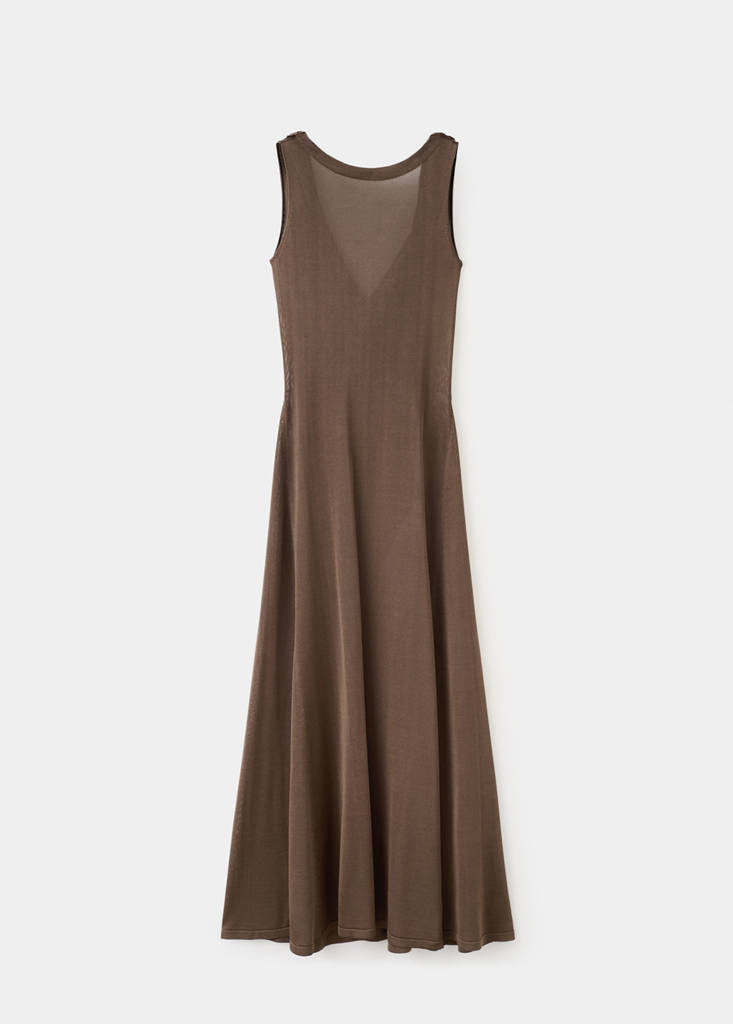 Long dress with a draped back — Chocolate
