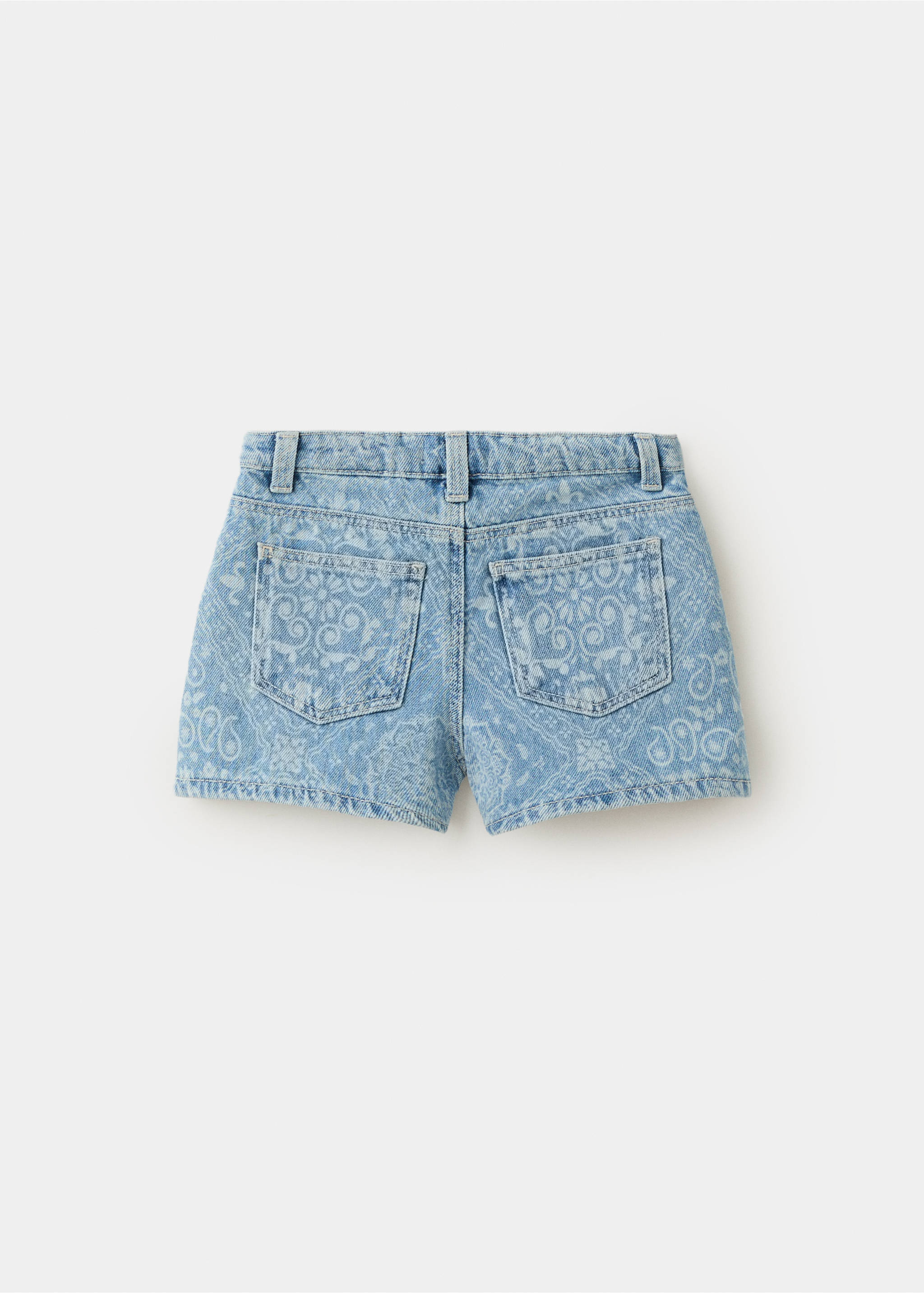 Printed denim shorts - Reverse of the article, Light Blue. Ref: 27079060-00.