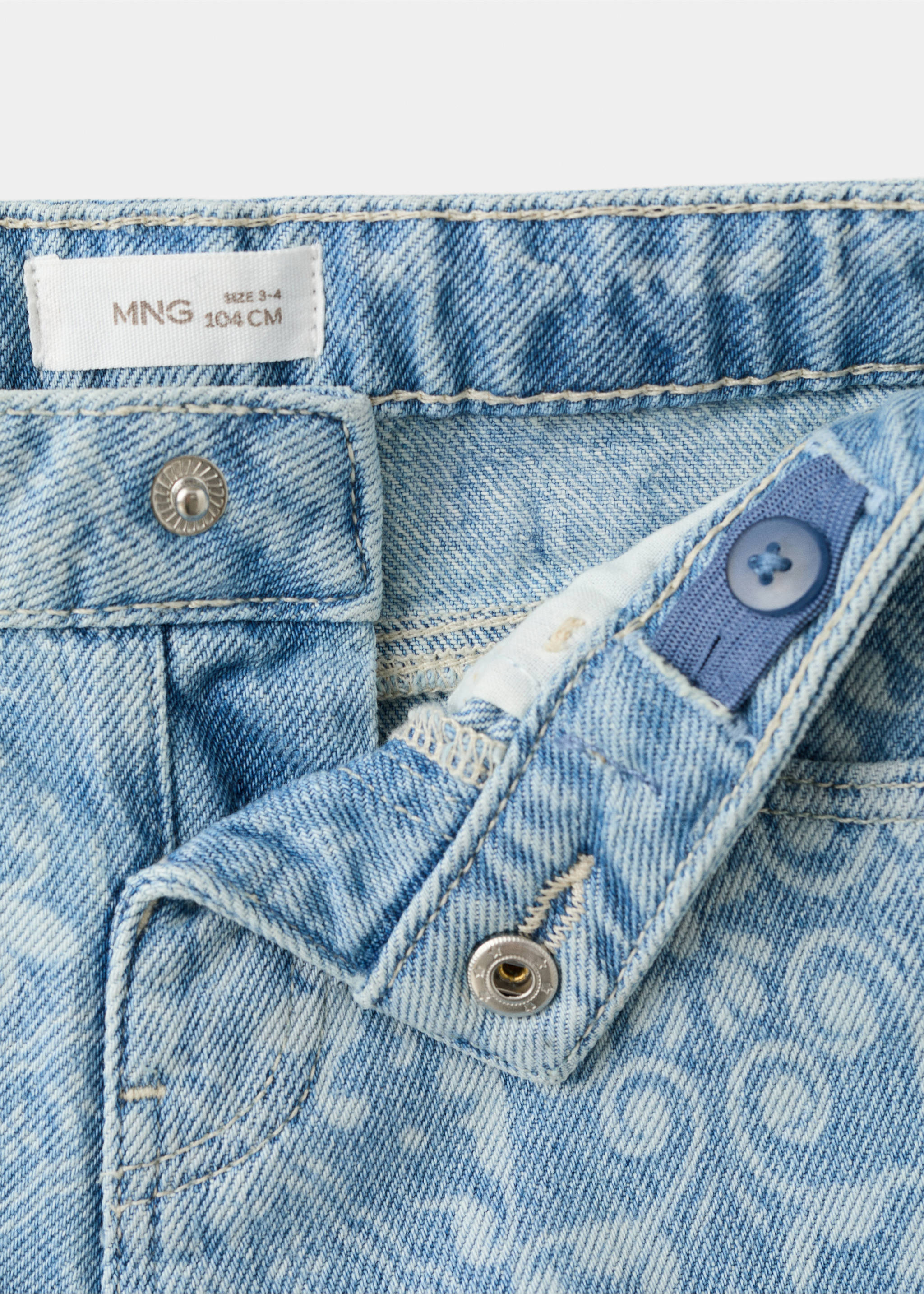 Printed denim shorts - Details of the article 8, Light Blue. Ref: 27079060-00.