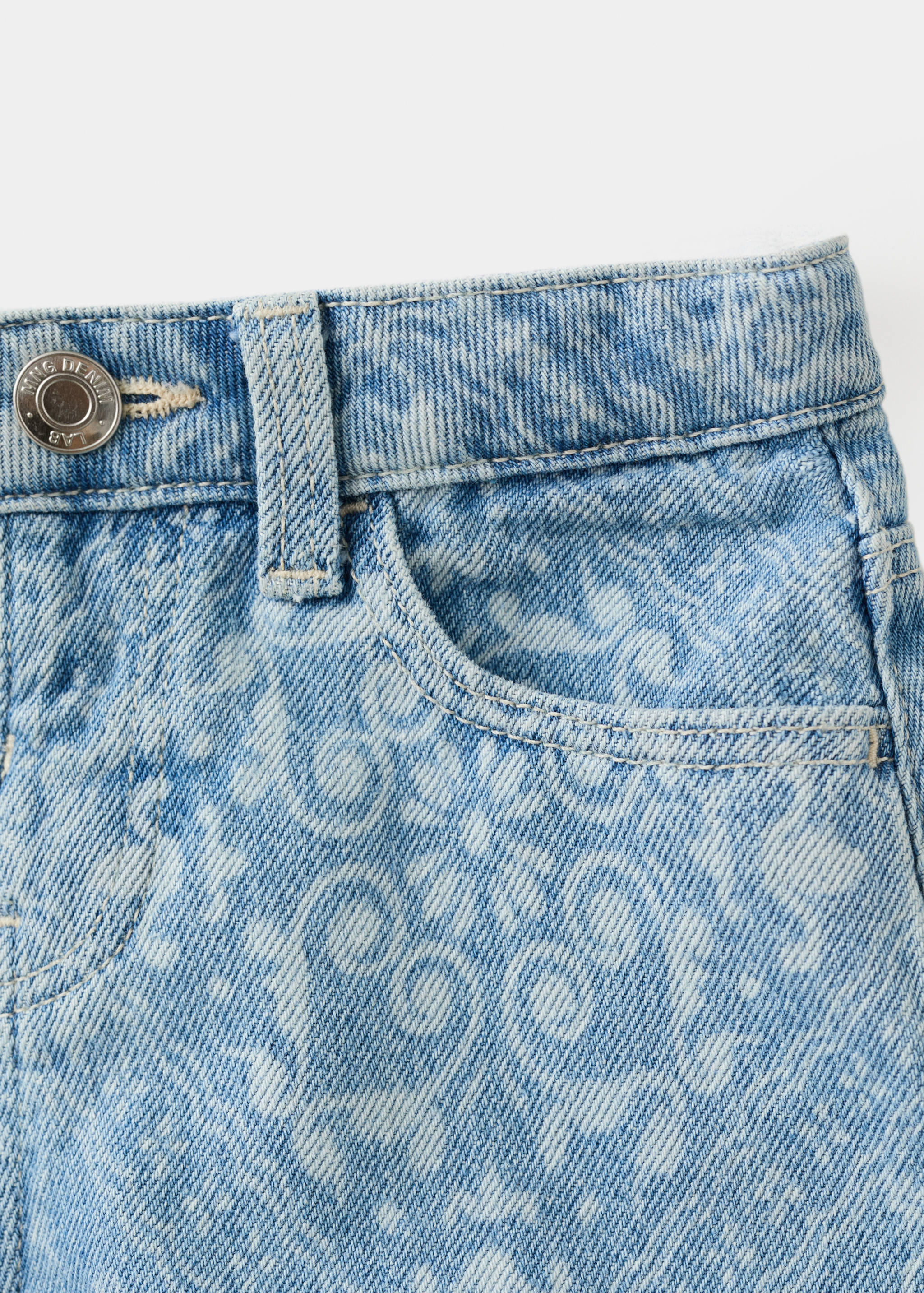 Printed denim shorts - Details of the article 0