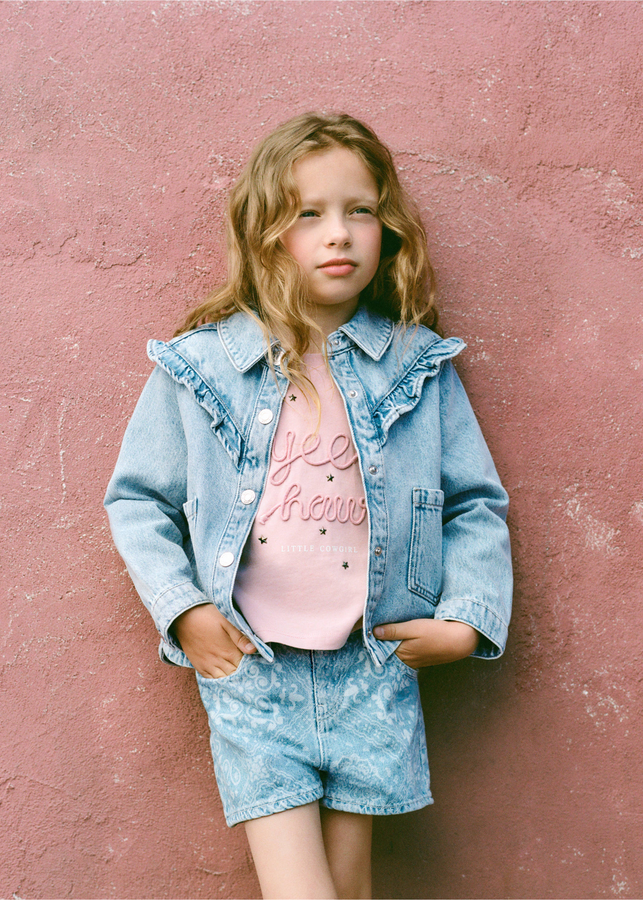 Printed denim shorts - Details of the article 5, Light Blue. Ref: 27079060-00.