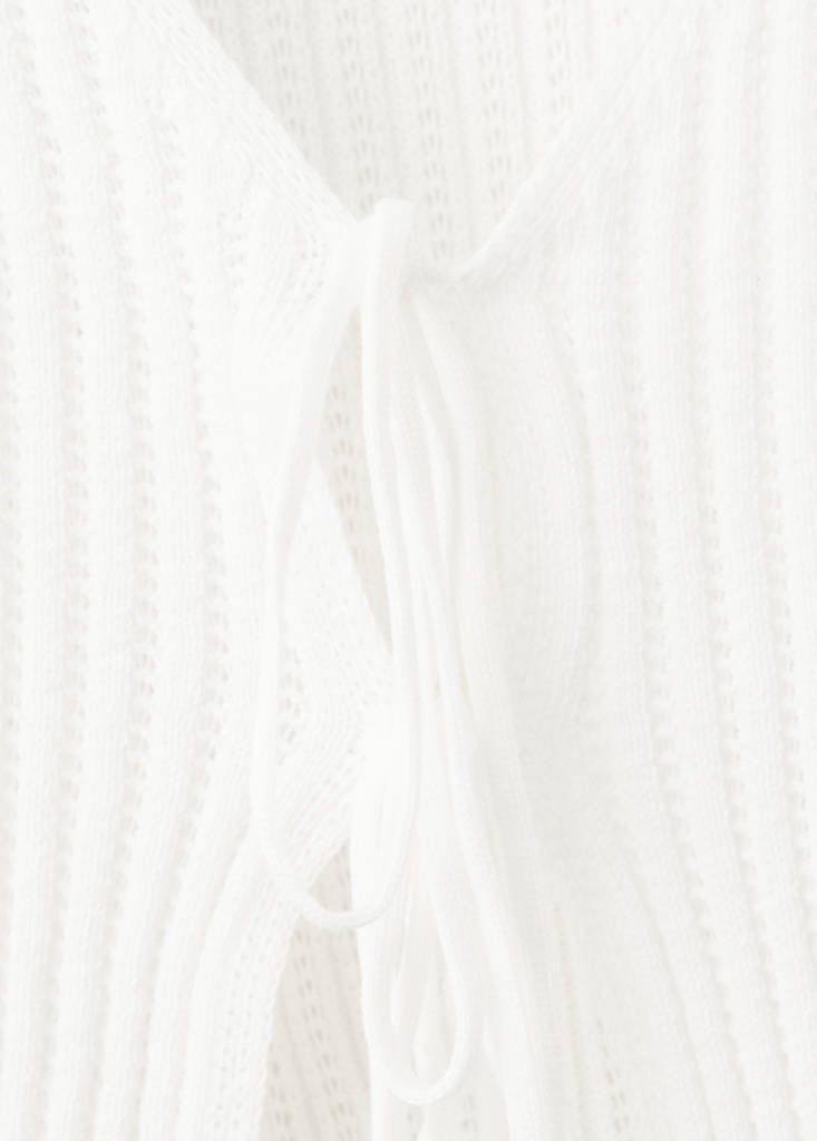 Knitted cardigan with ties — Ecru