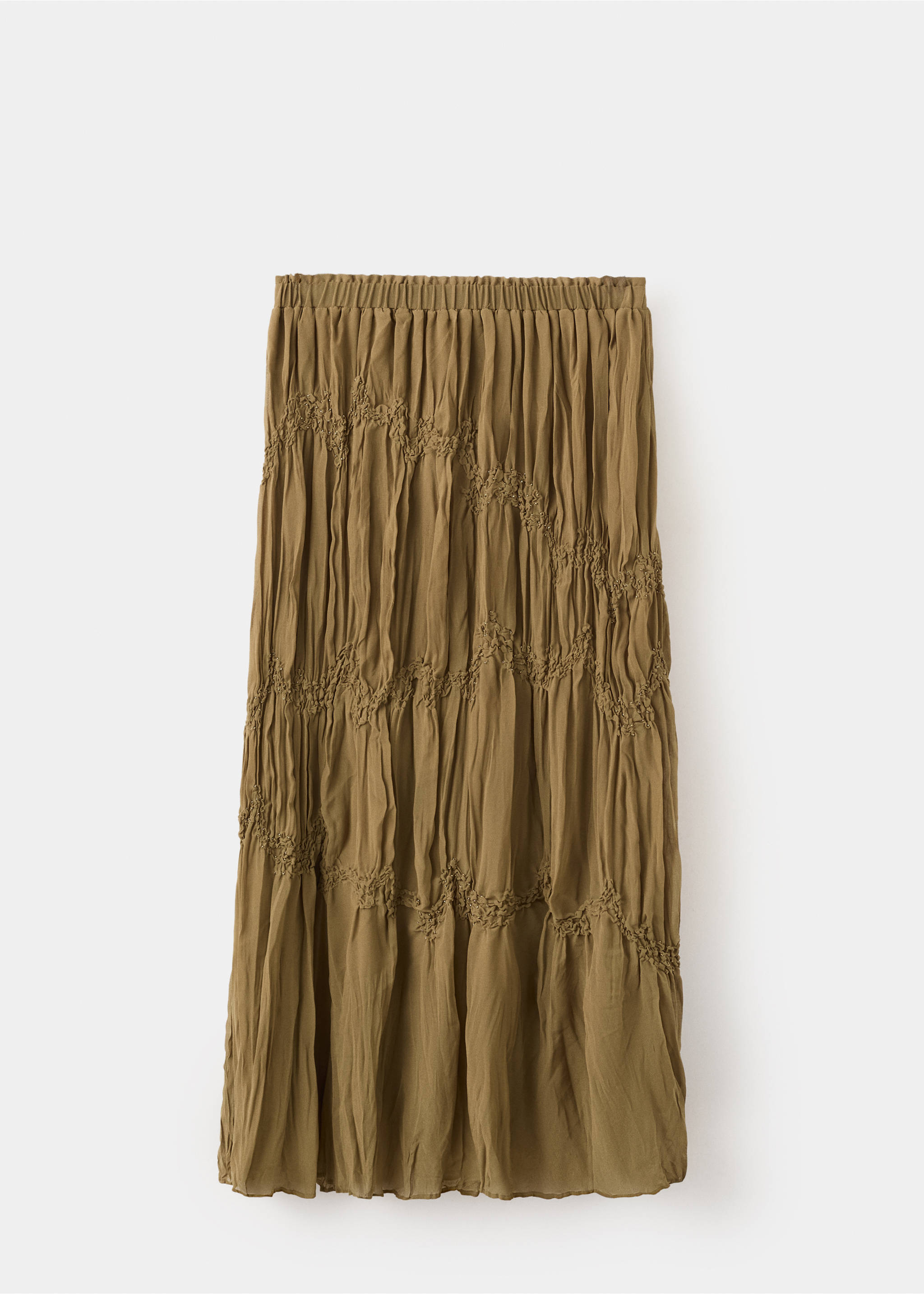 Falda fruncidos detalle abalorios - Artículo sin modelo, Marrón. Ref: 27079065-00.