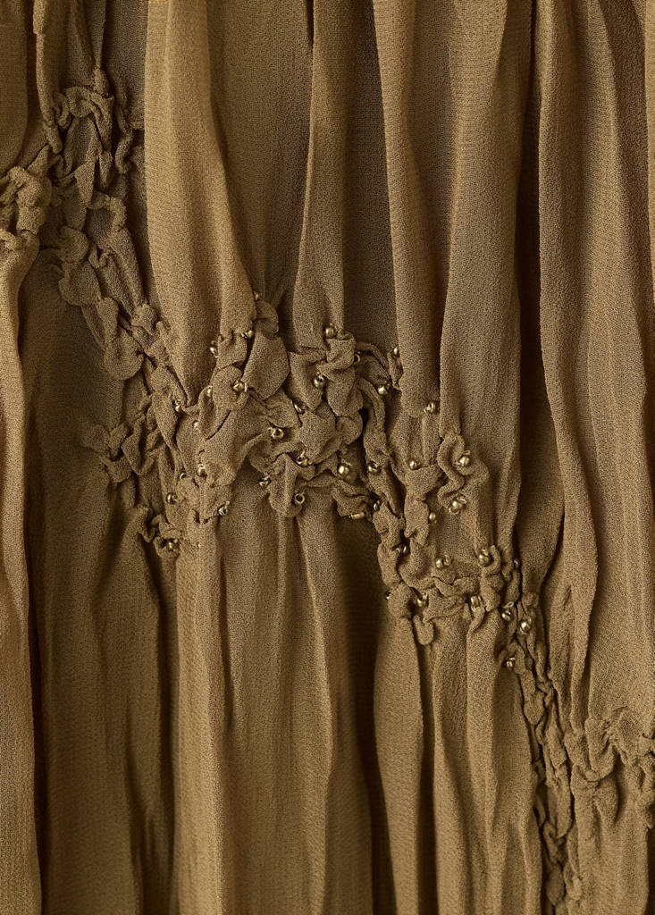 Gathered skirt with bead embellishment — Brown