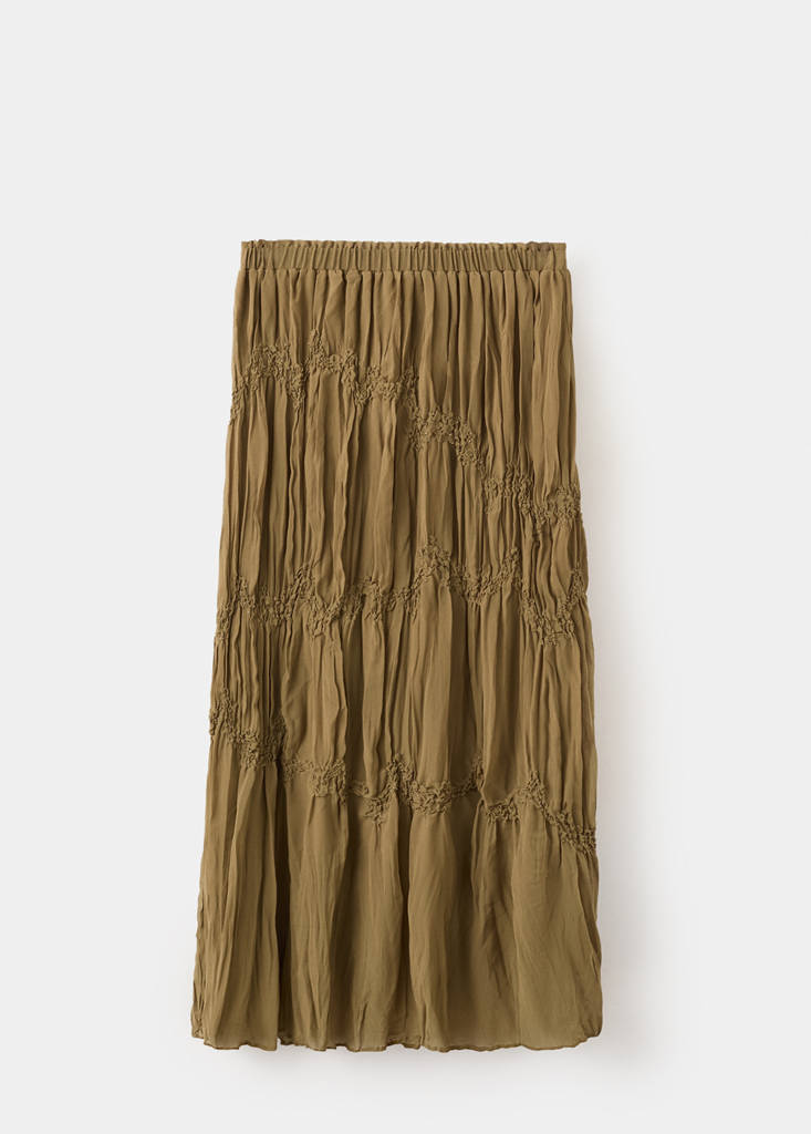 Gathered skirt with bead embellishment — Brown