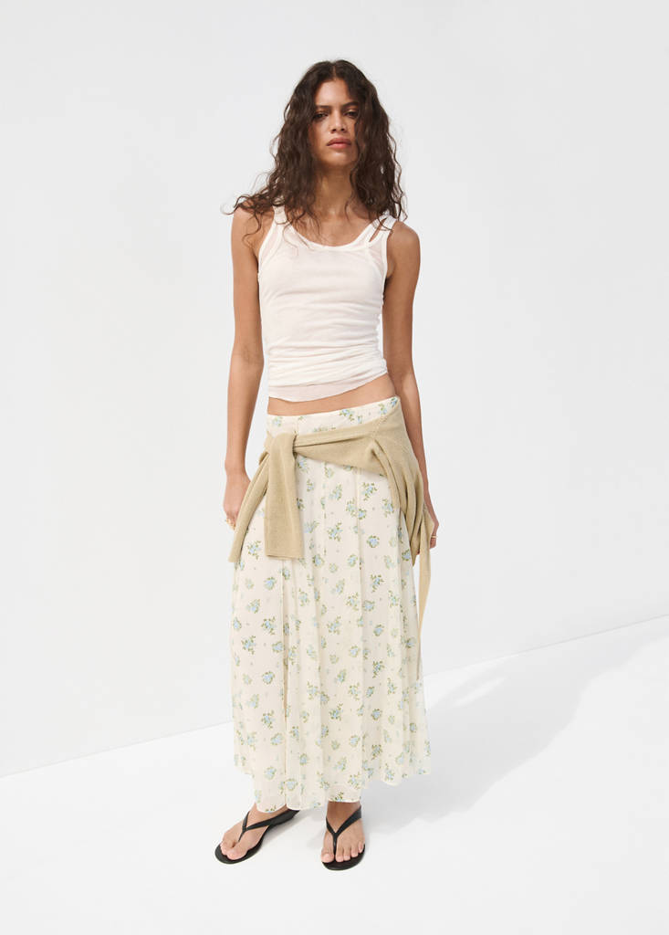 Floral godet skirt — Off White