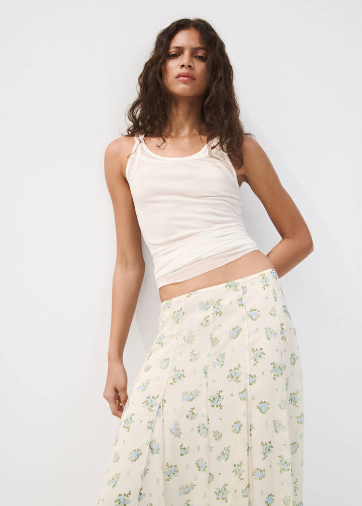 Floral godet skirt — Off White