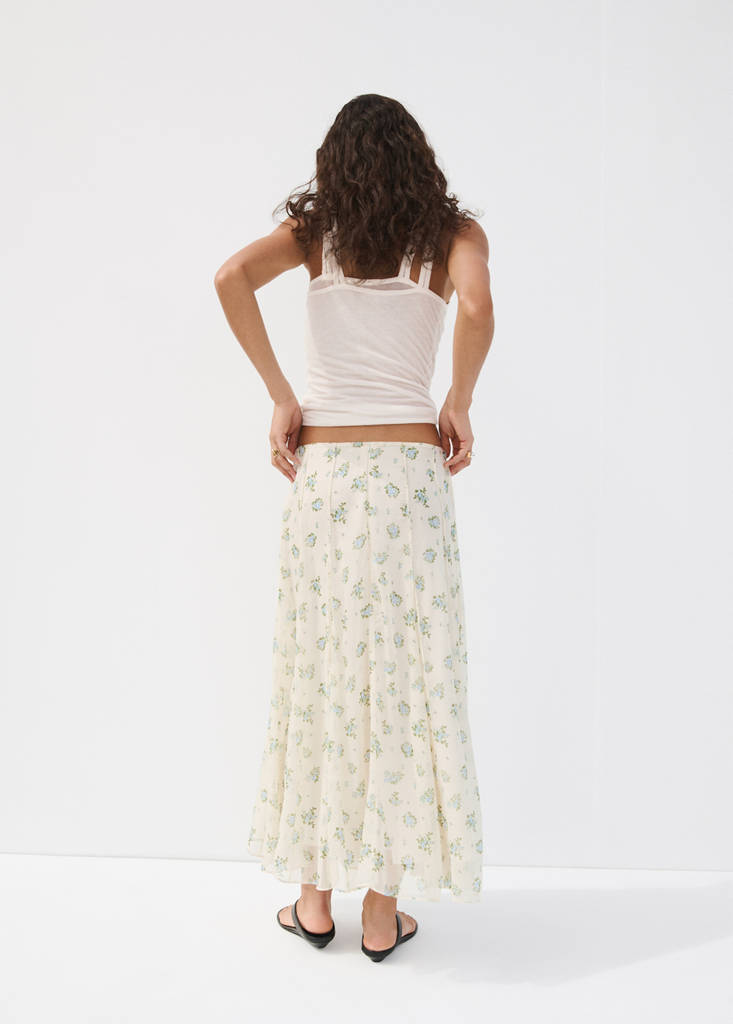 Floral godet skirt — Off White