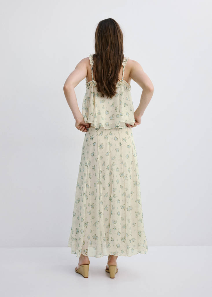 Floral godet skirt — Off White
