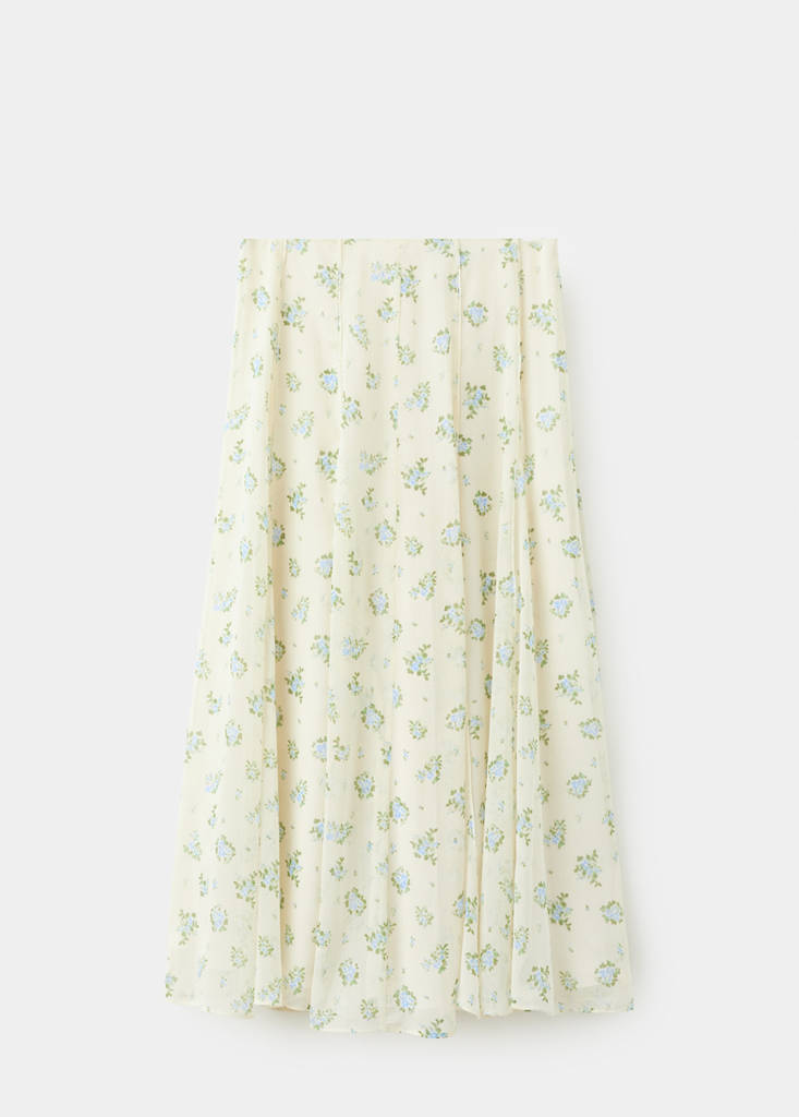Floral godet skirt — Off White