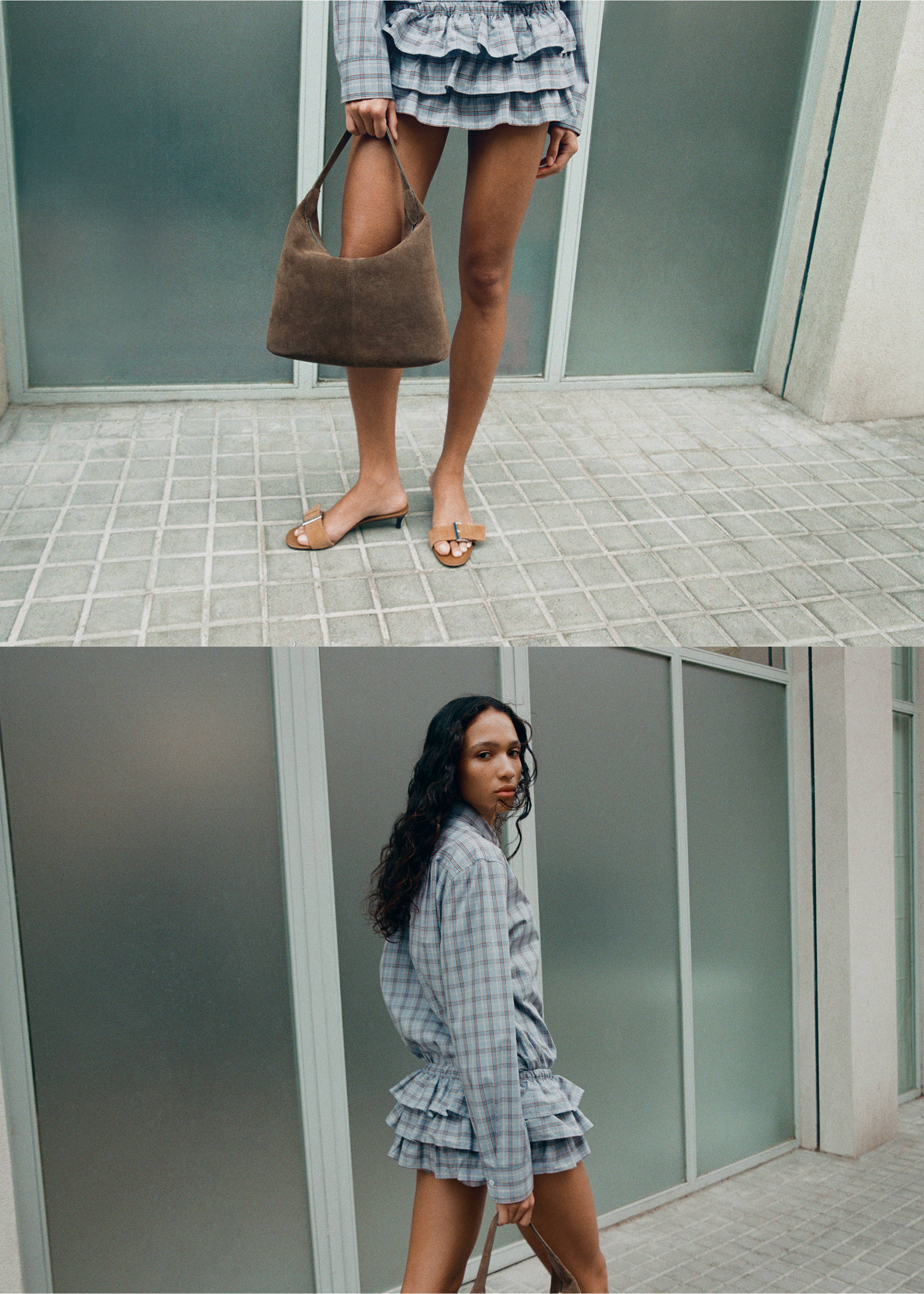 Mini short à volants à rayures - Détail de l'article 1, Bleu. Ref: 27079067-00.