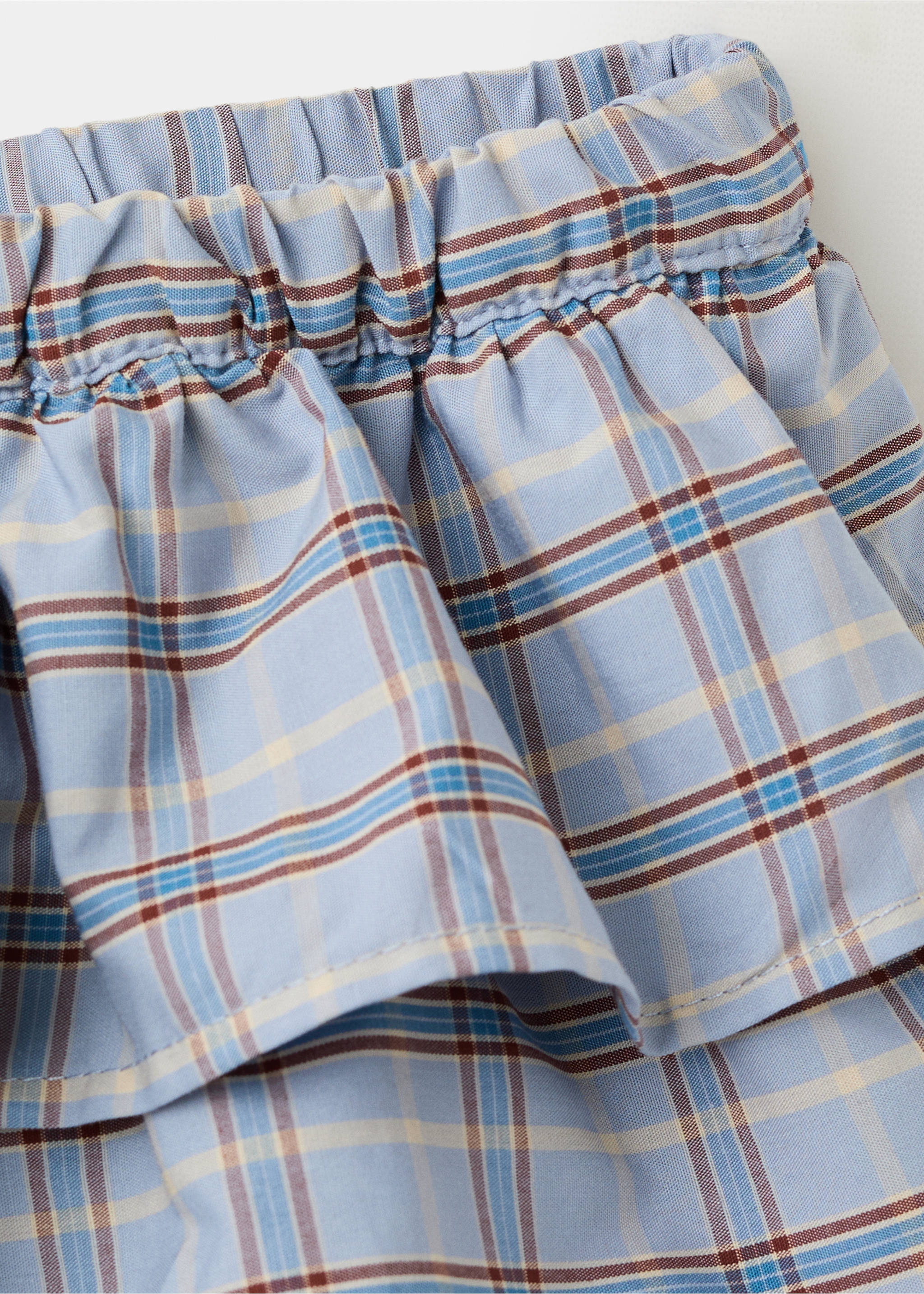 Ruffled checked mini shorts - Details of the article 8, Blue. Ref: 27079067-00.